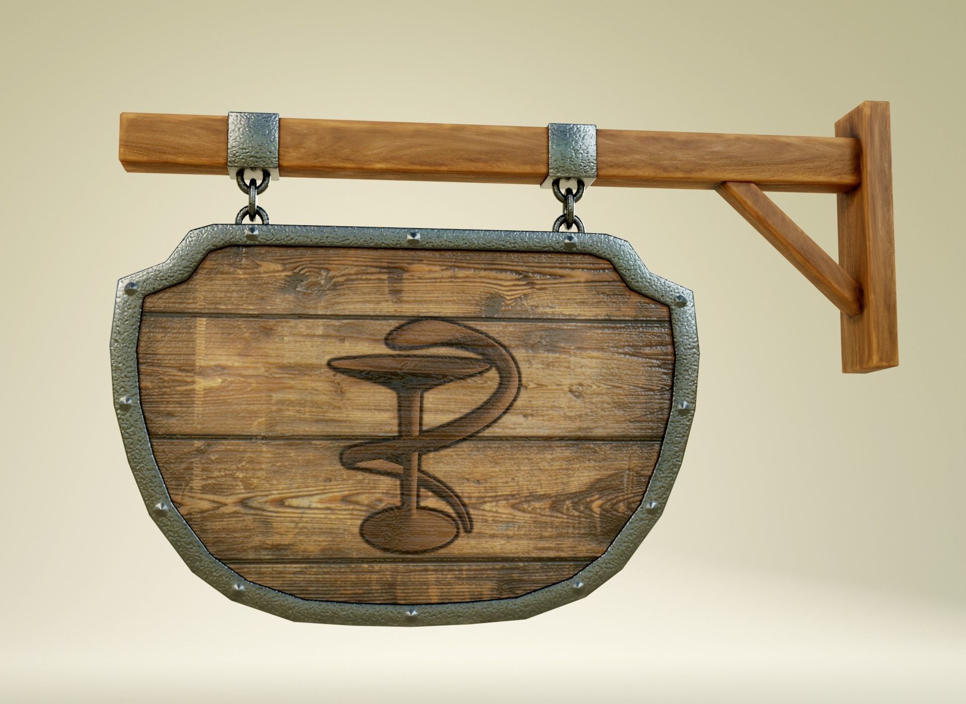 Medival Sign Set Low-poly 3D model_7
