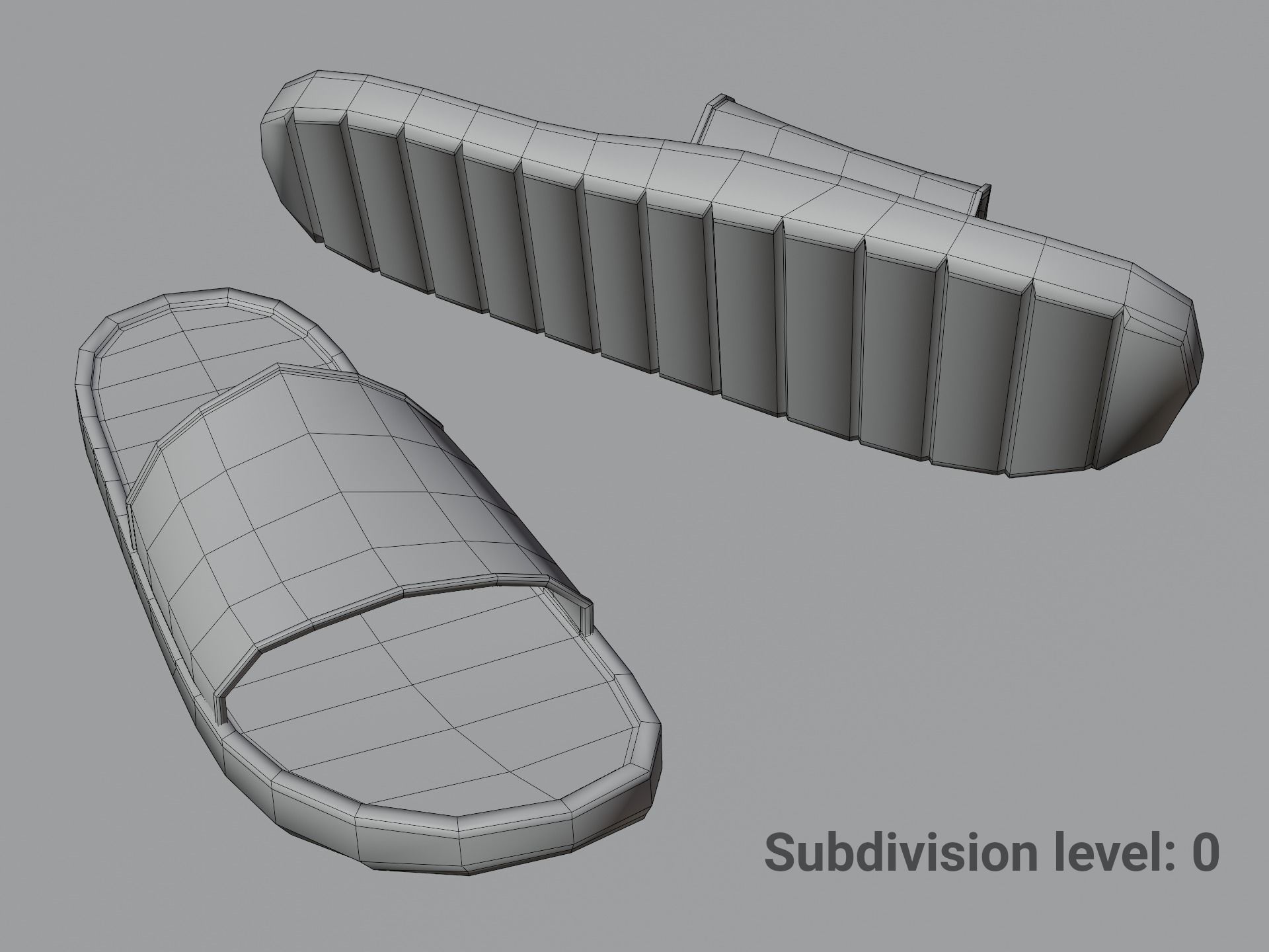 Slippers pair of slide sandals Low-poly 3D model_11