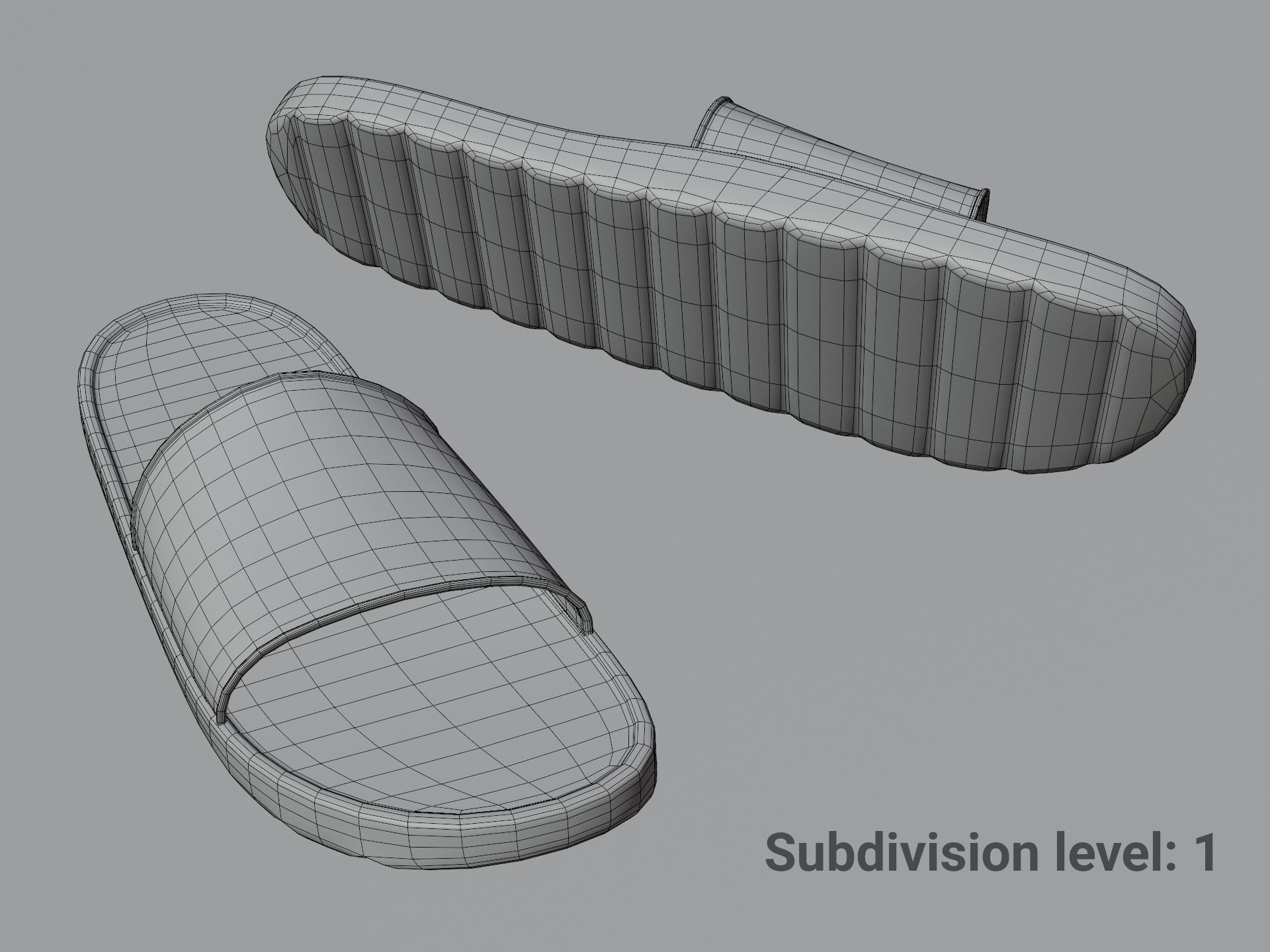 Slippers pair of slide sandals Low-poly 3D model_12