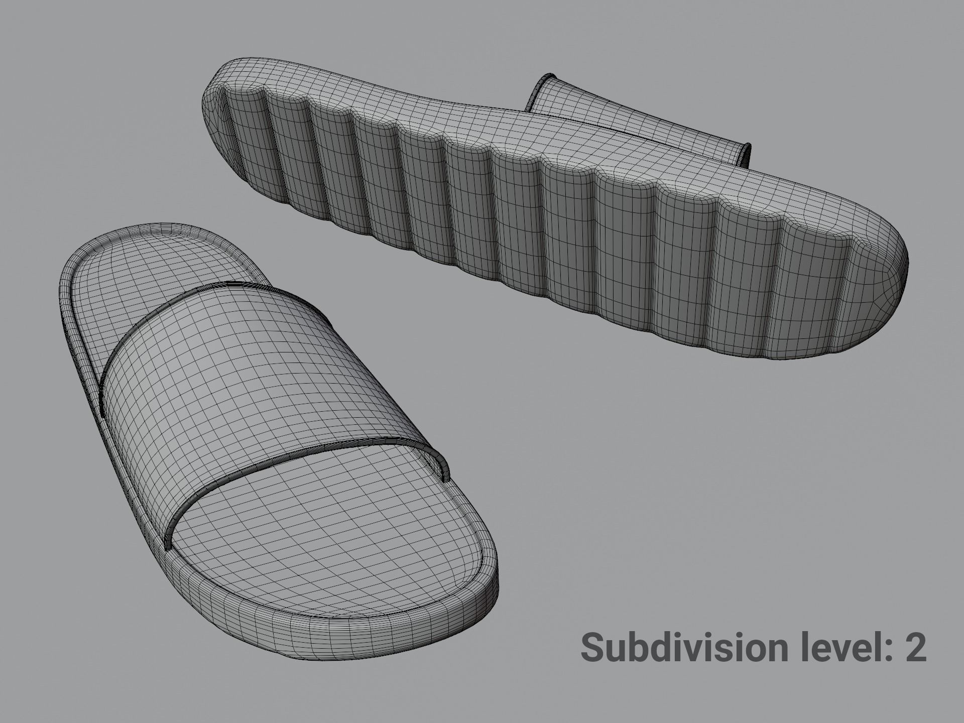 Slippers pair of slide sandals Low-poly 3D model_13