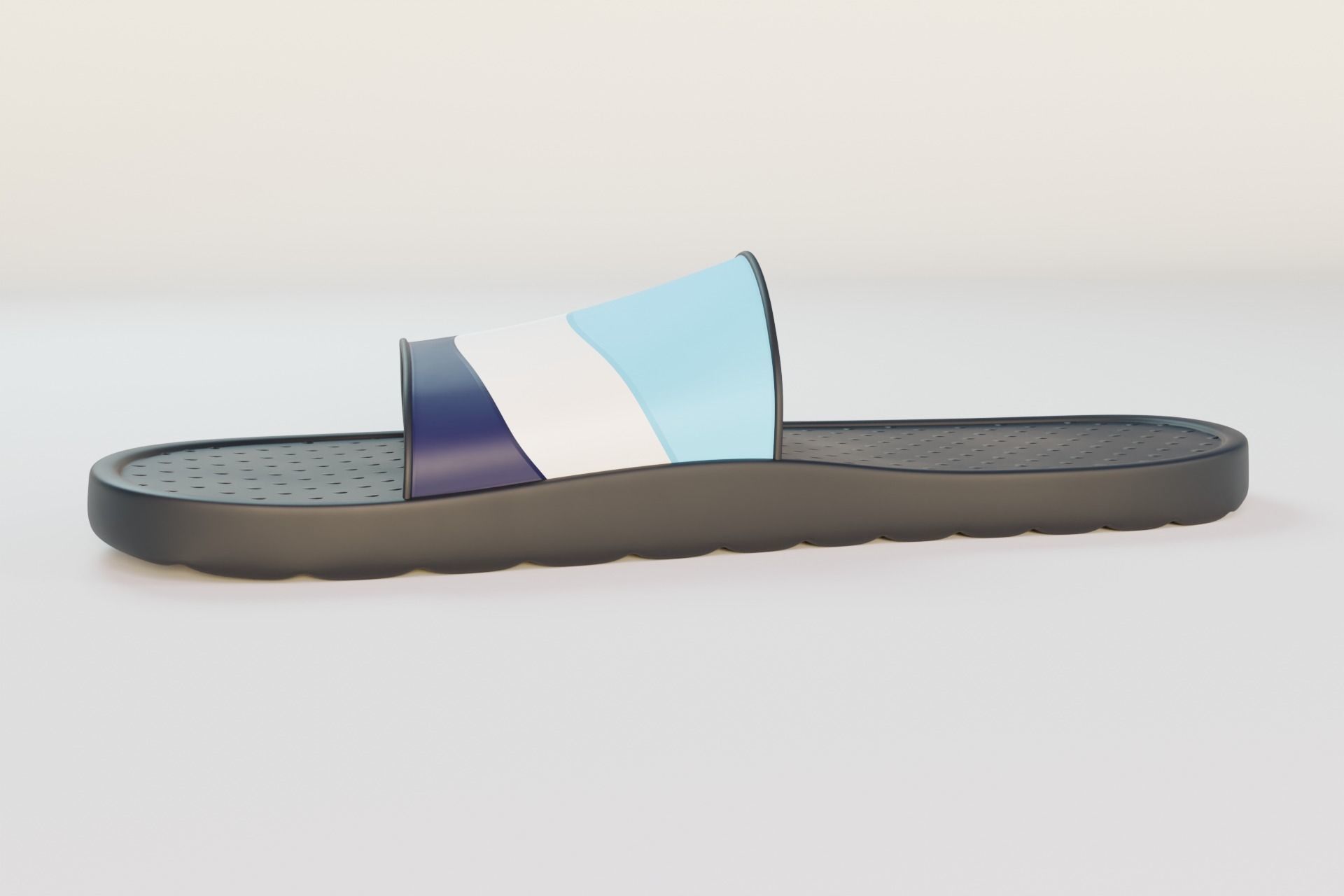 Slippers pair of slide sandals Low-poly 3D model_10