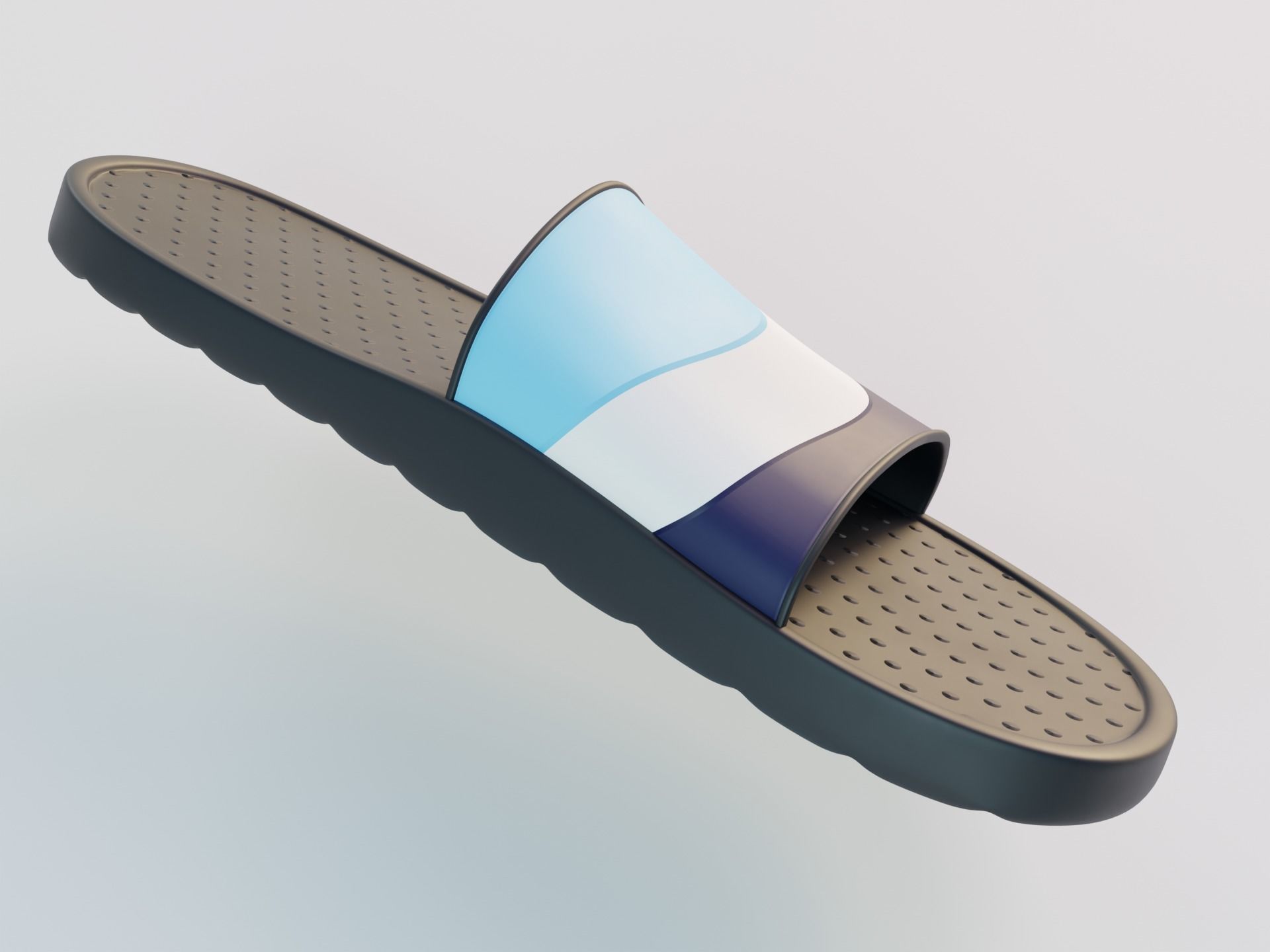 Slippers pair of slide sandals Low-poly 3D model_5