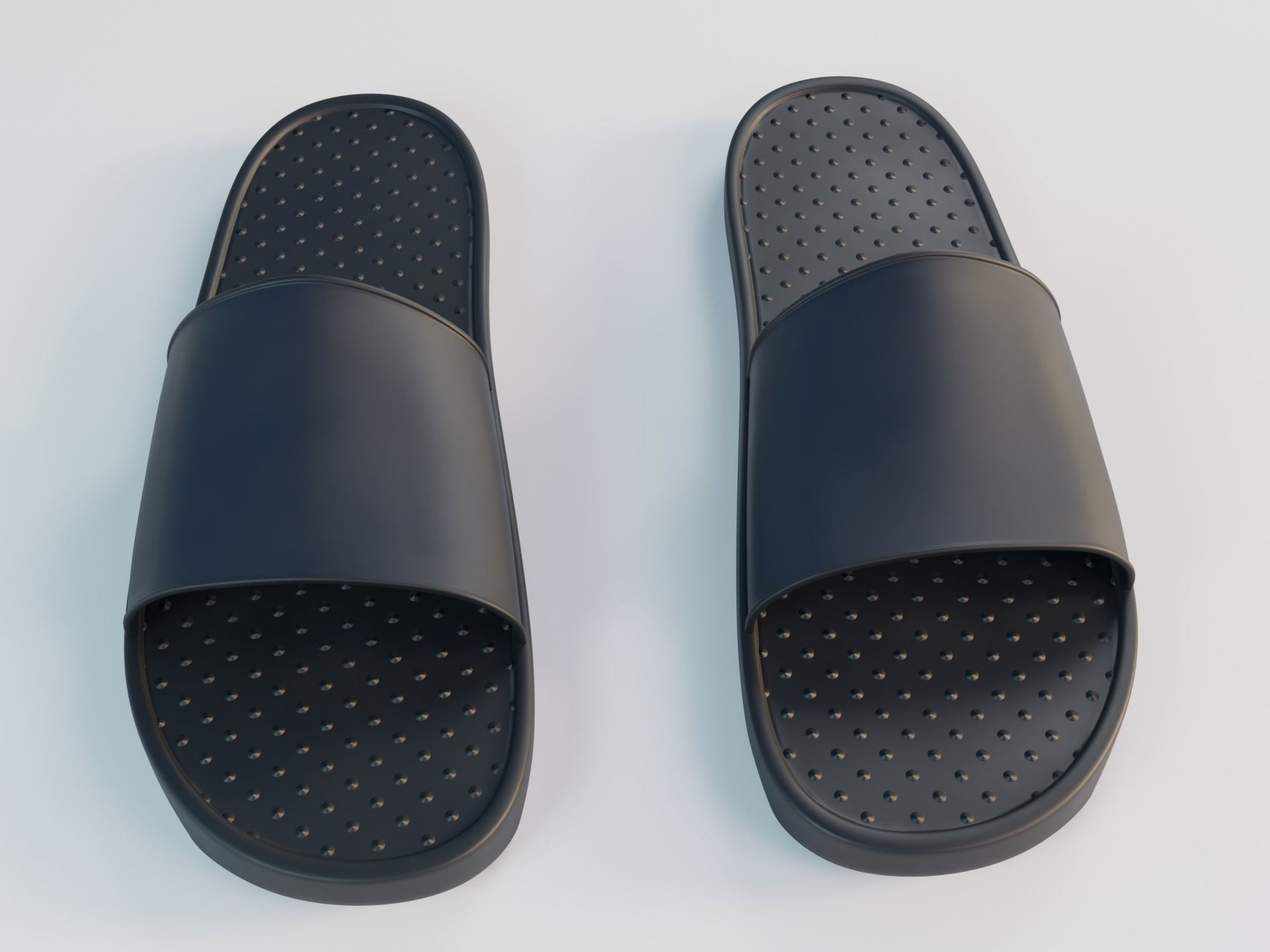 Slippers pair of slide sandals Low-poly 3D model_4
