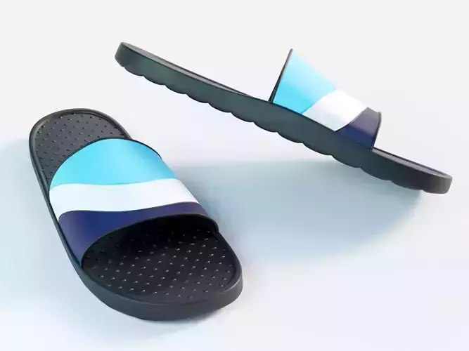 Slippers pair of slide sandals Low-poly 3D model