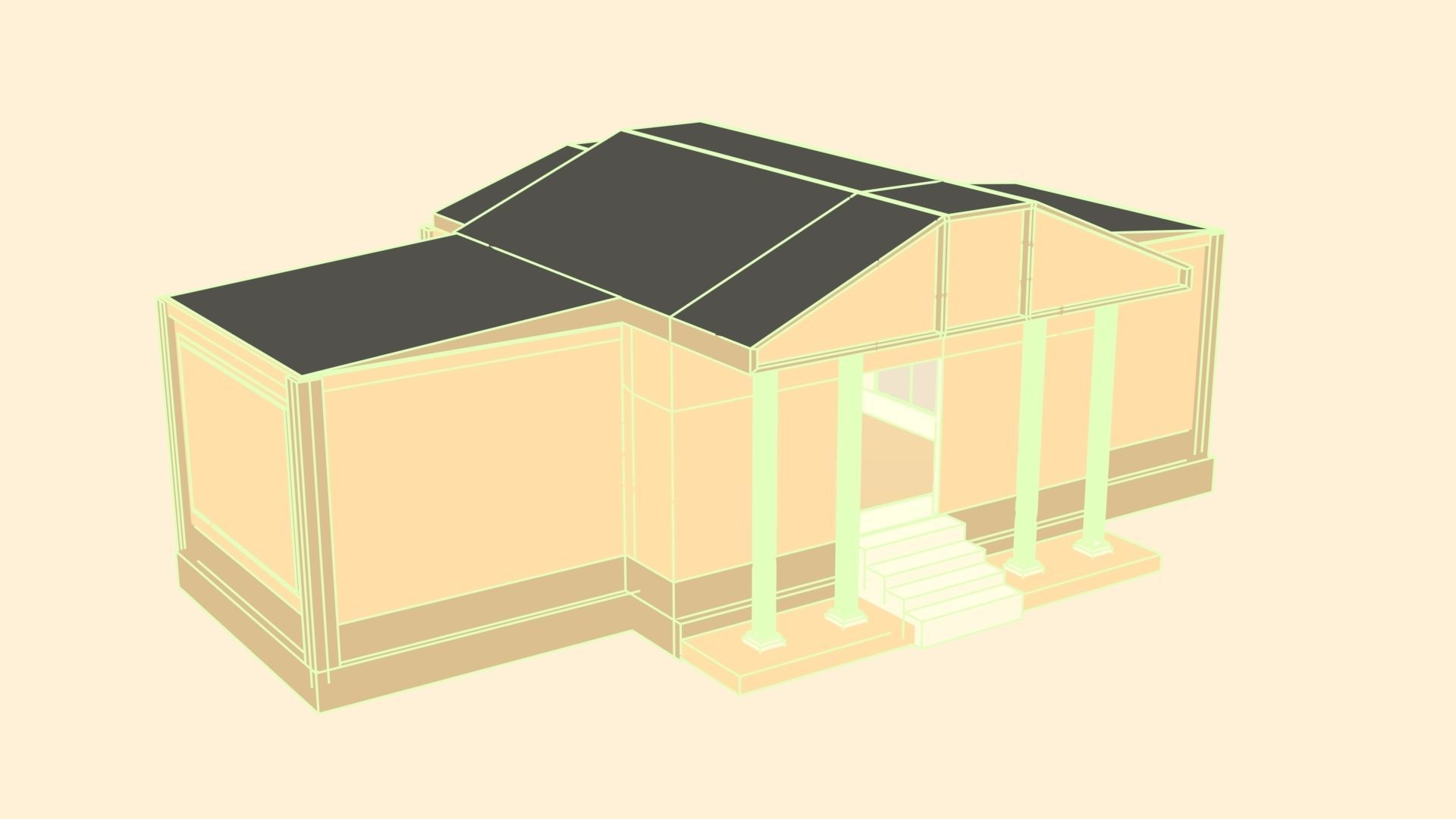 Bank - Low Poly Style Low-poly 3D model_6