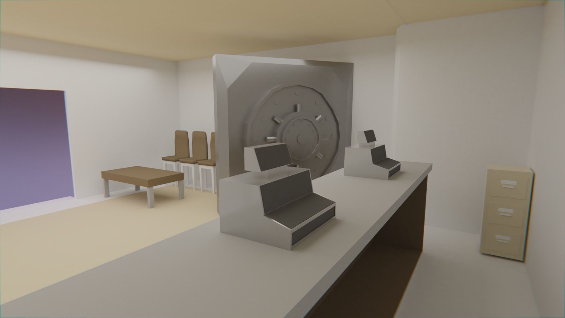 Bank - Low Poly Style Low-poly 3D model_2