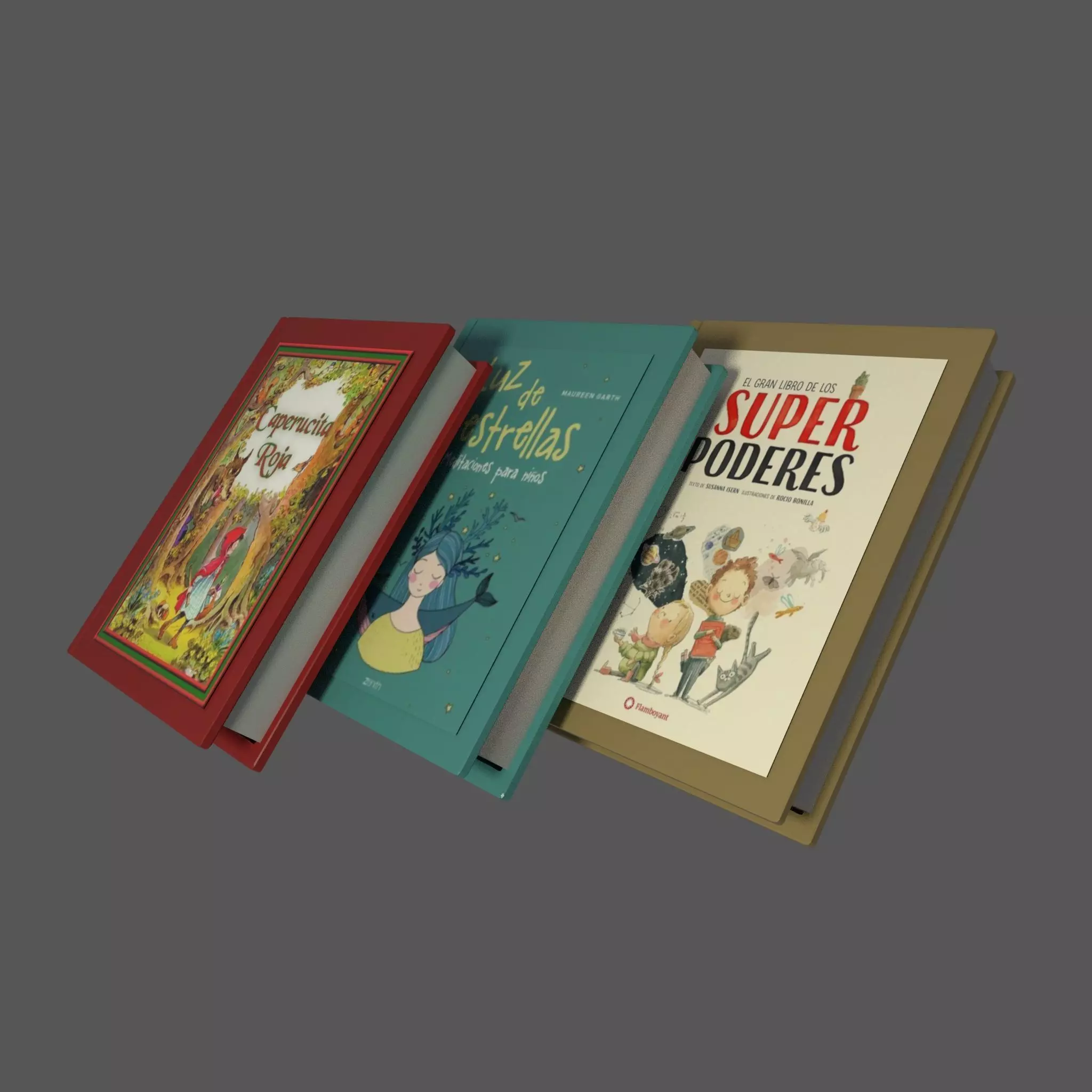 Kid books Low-poly 3D model_0