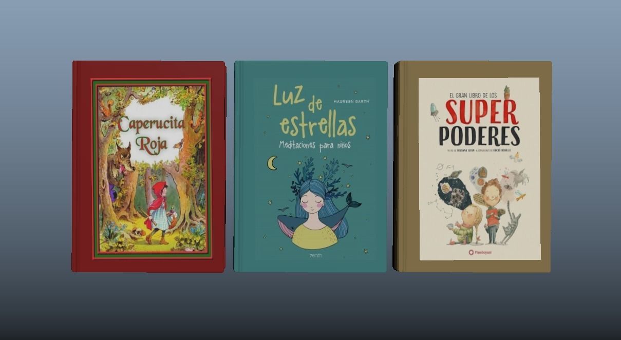 Kid books Low-poly 3D model_3