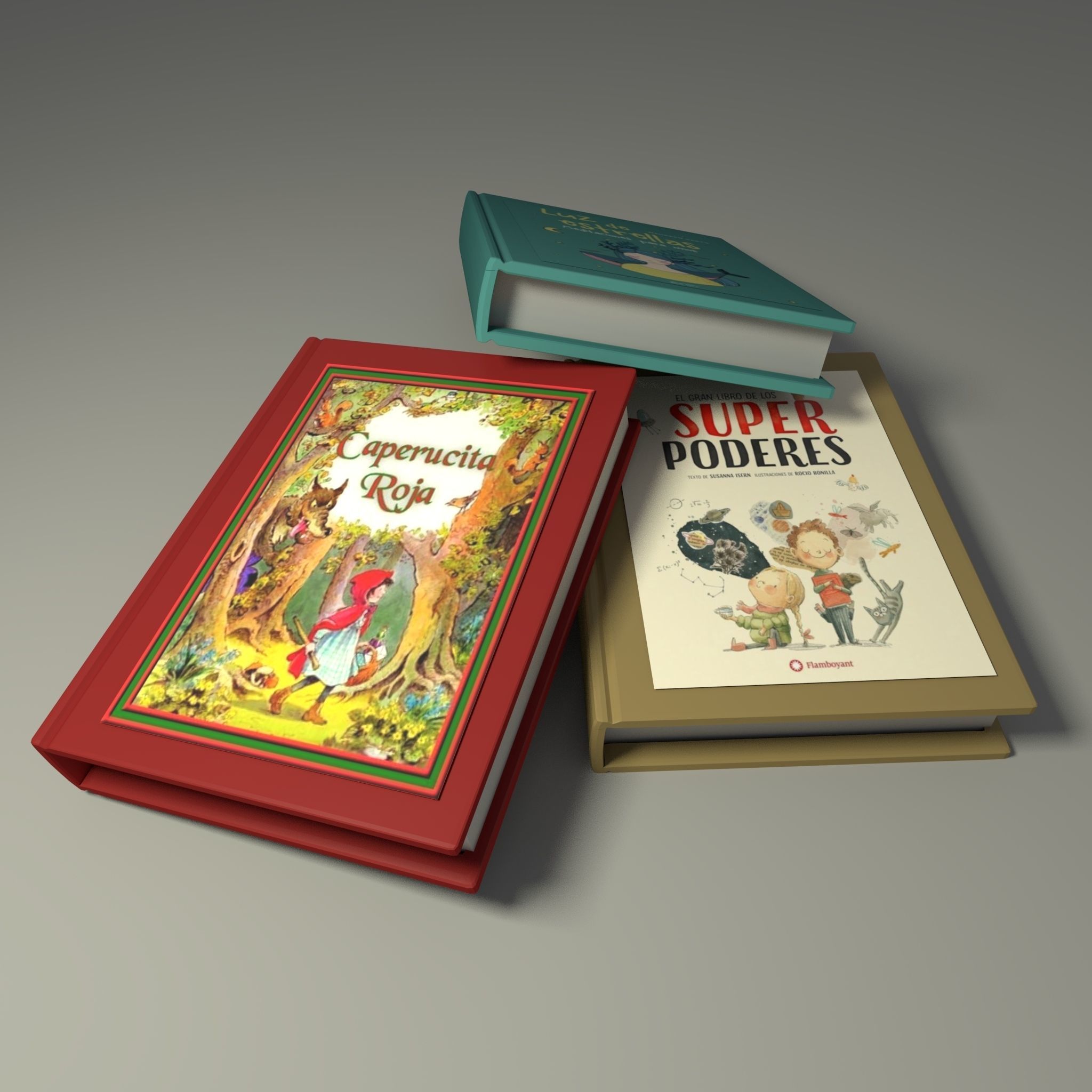 Kid books Low-poly 3D model_1