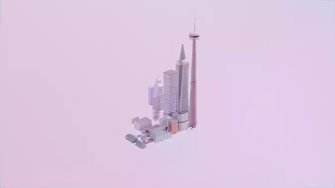 City Buildings - 22 pack - Low Poly Style Low-poly 3D model