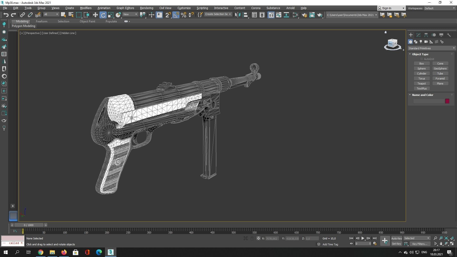 MP38 assault rifle Low-poly 3D model_7