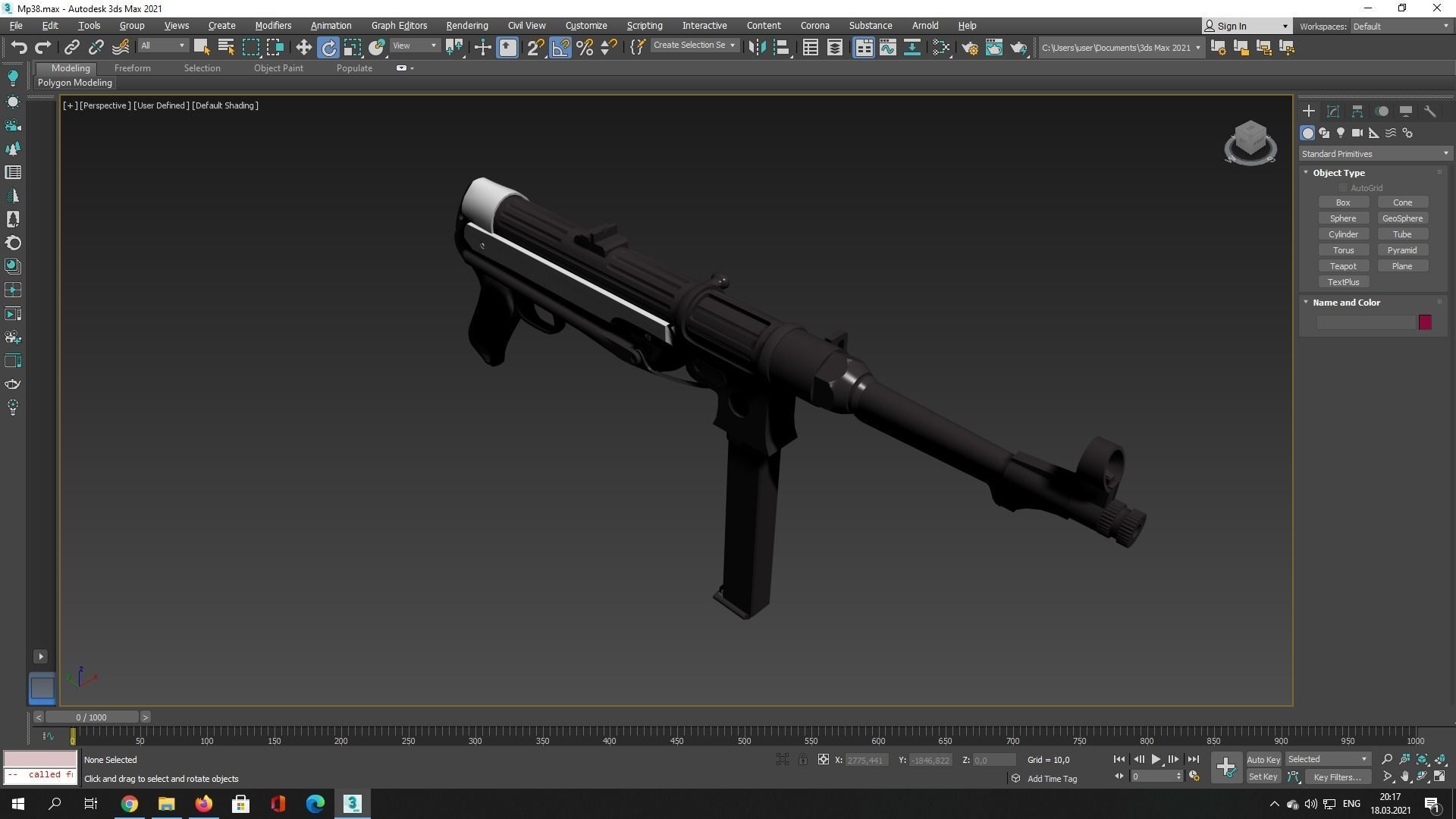 MP38 assault rifle Low-poly 3D model_4