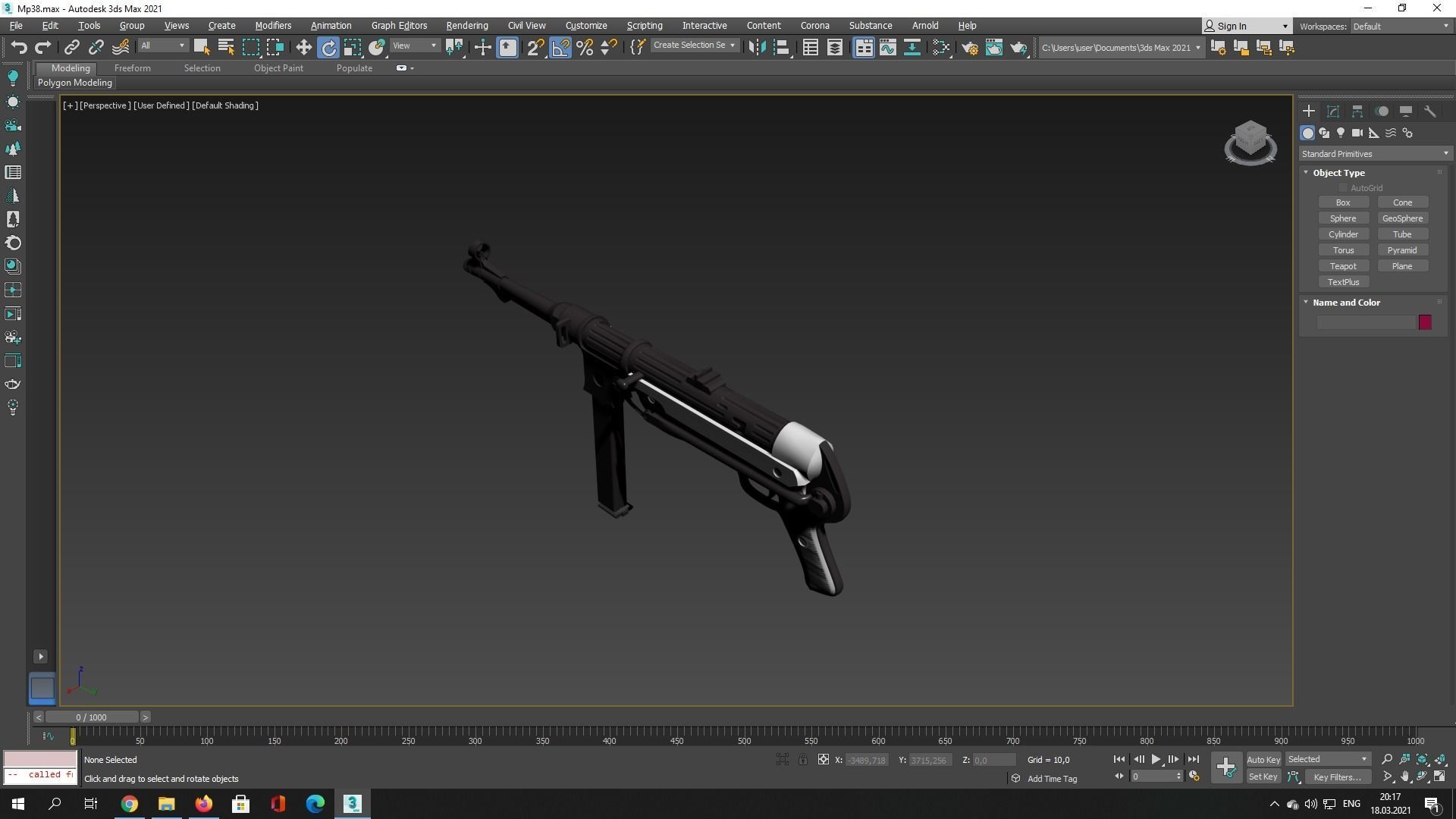 MP38 assault rifle Low-poly 3D model_2