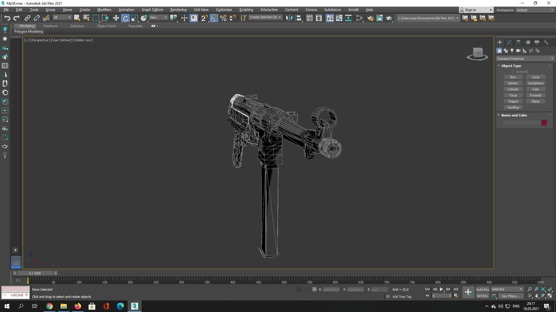 MP38 assault rifle Low-poly 3D model_8