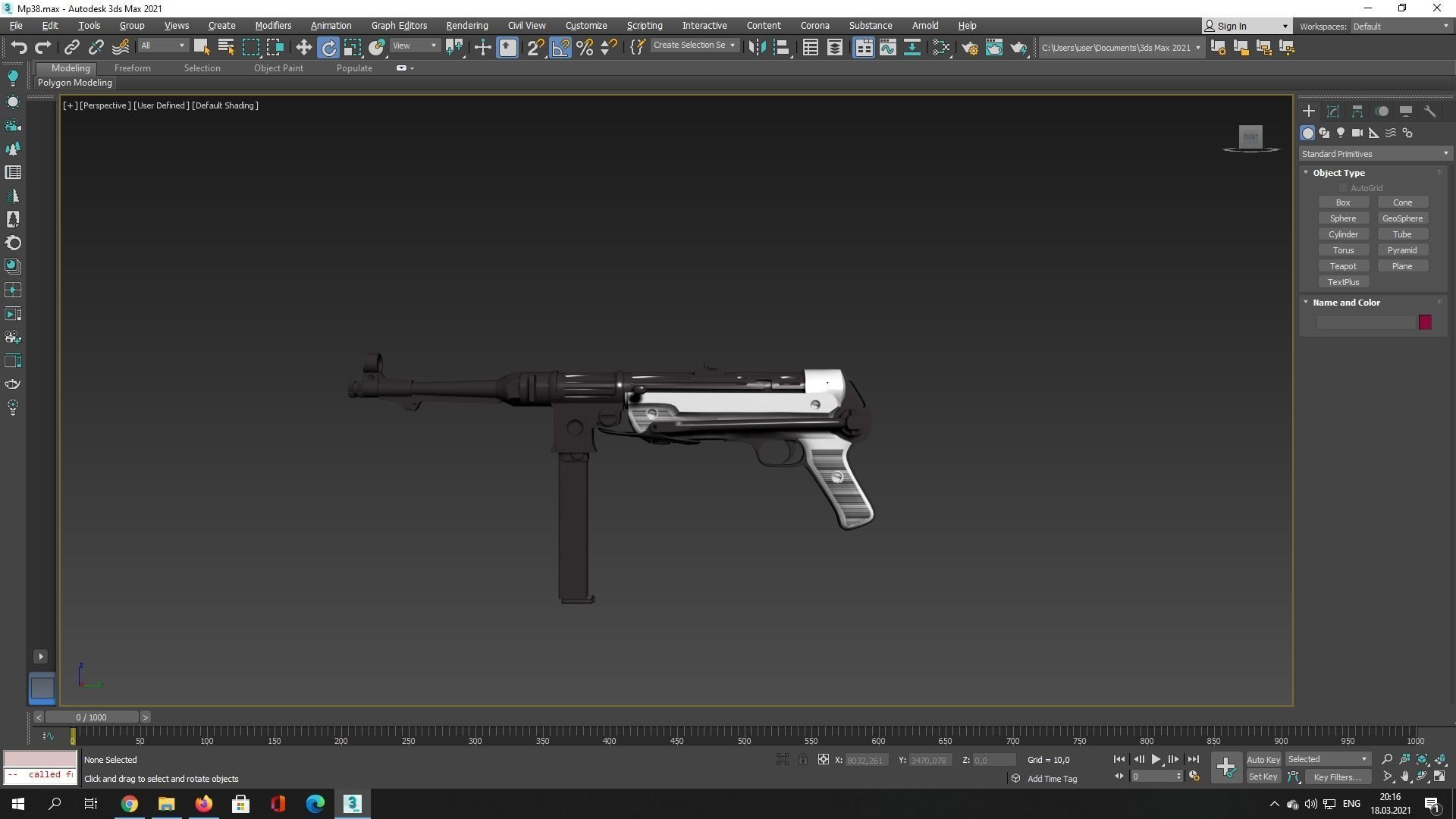 MP38 assault rifle Low-poly 3D model_1