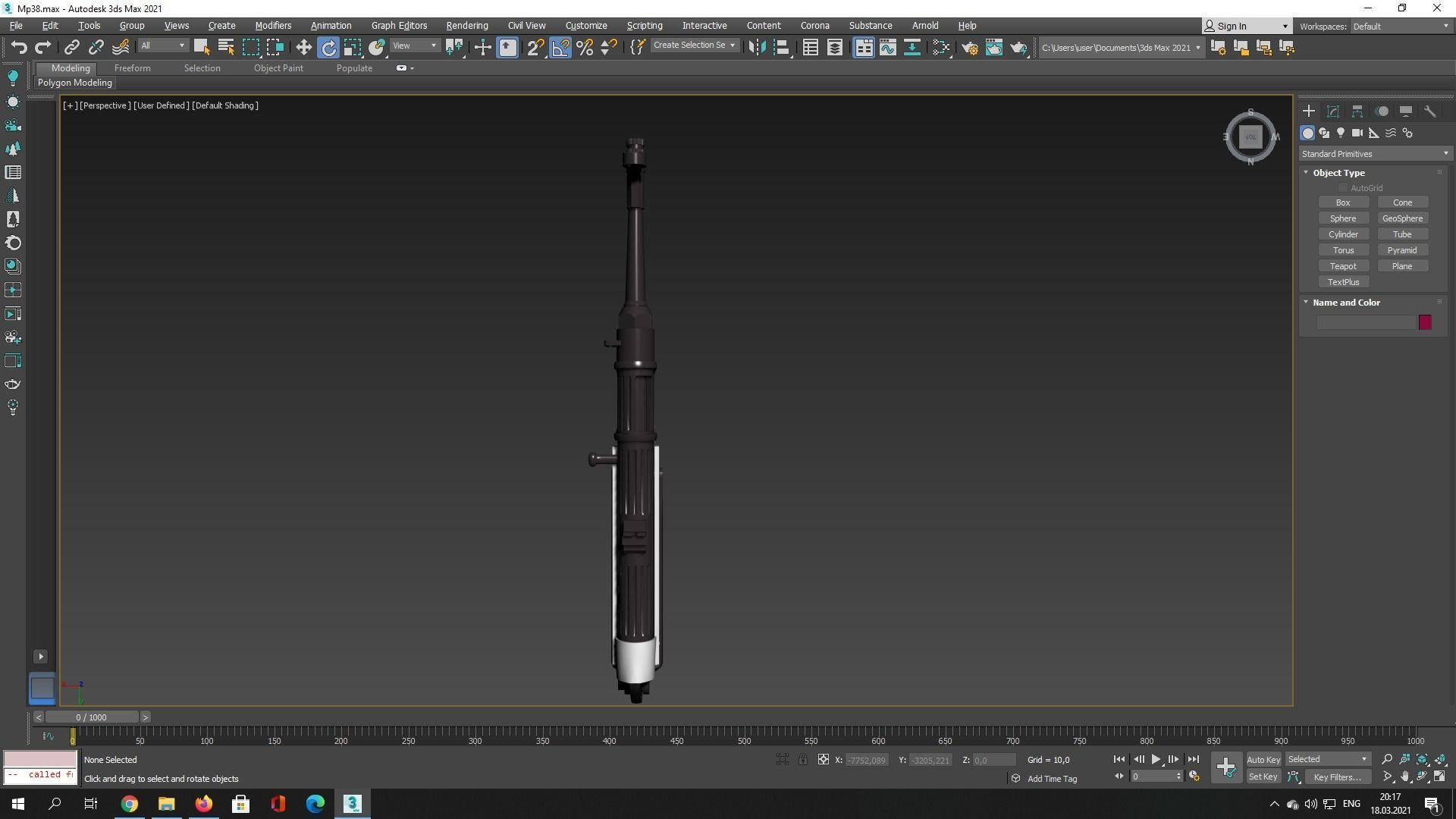 MP38 assault rifle Low-poly 3D model_3