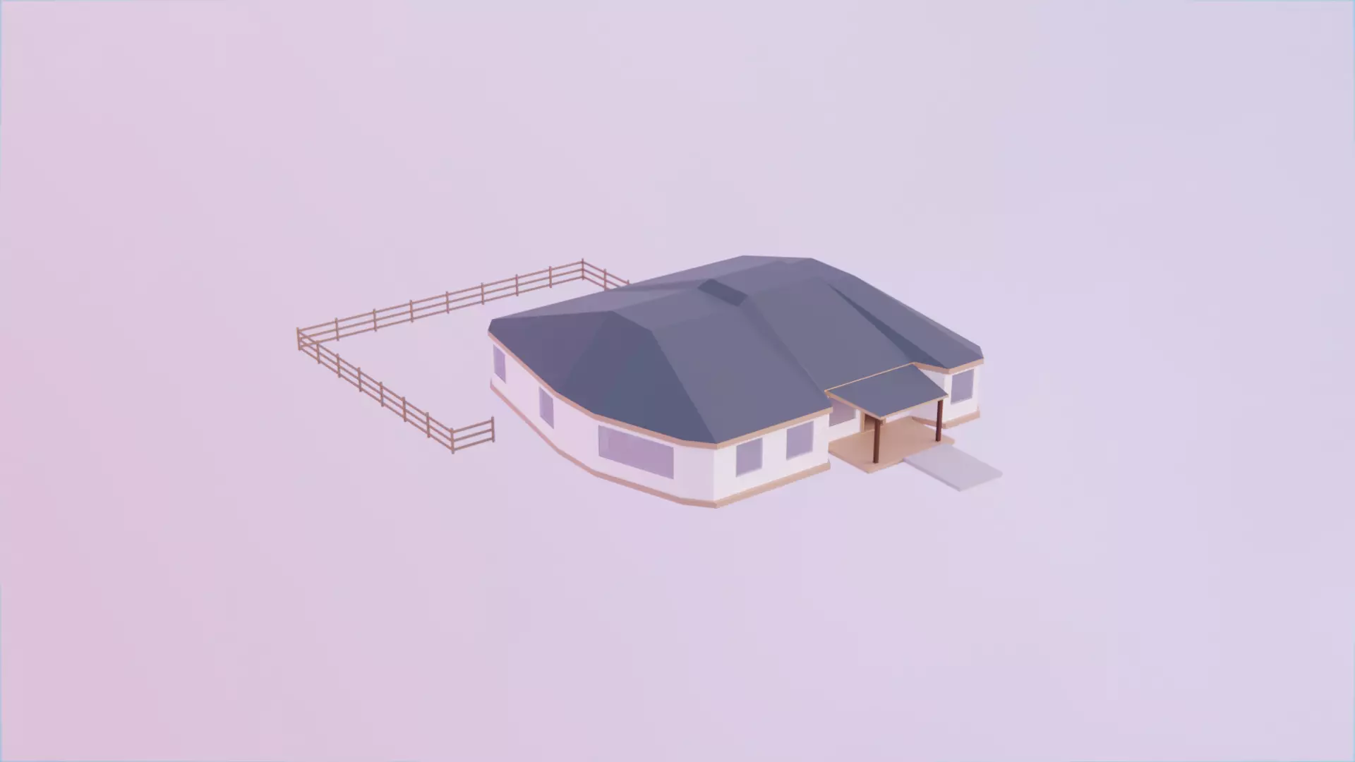 House with Interior - Low Poly Style Free low-poly 3D model_0