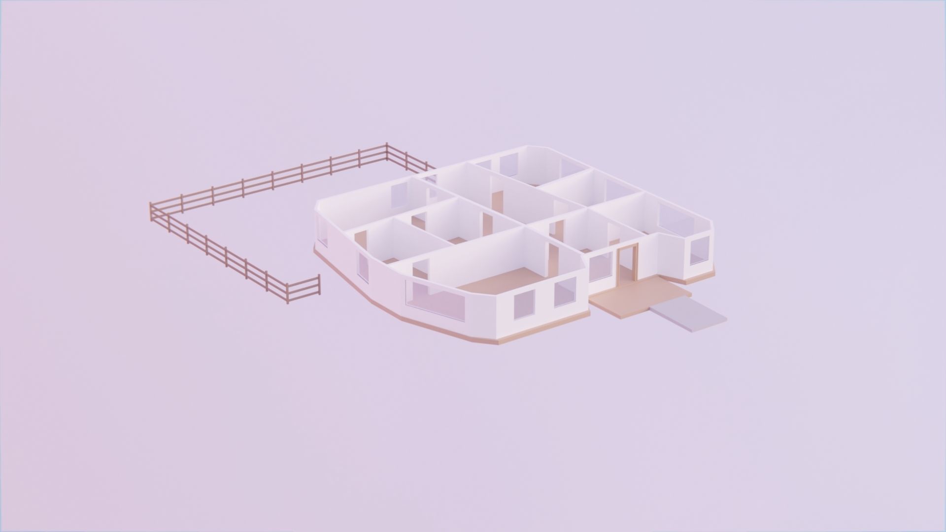 House with Interior - Low Poly Style Free low-poly 3D model_1