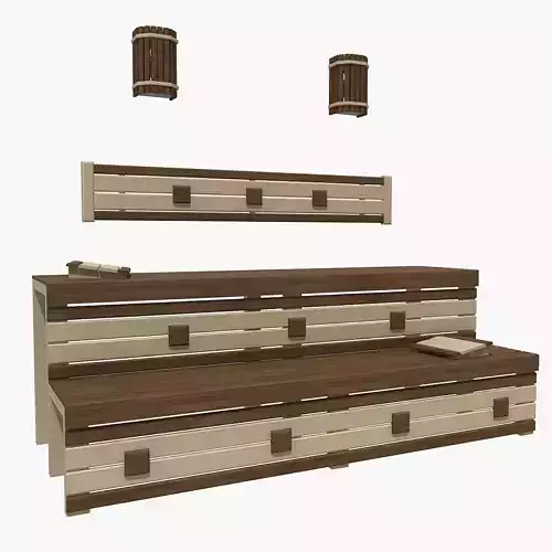 Sauna bench 02 3D model