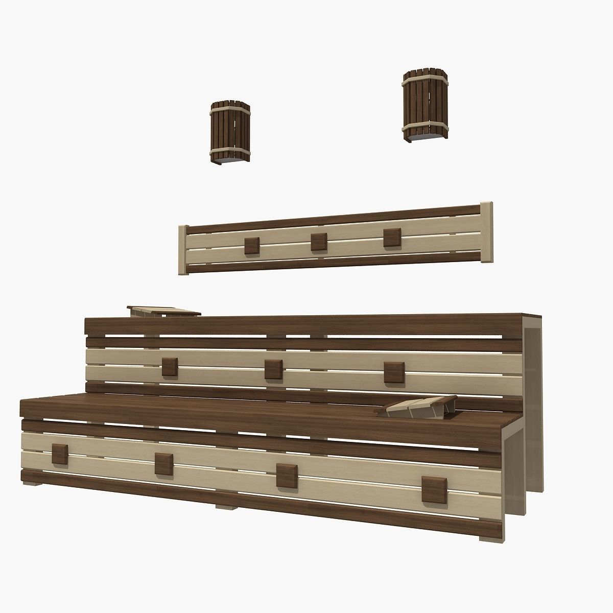 Sauna bench 02 3D model_2