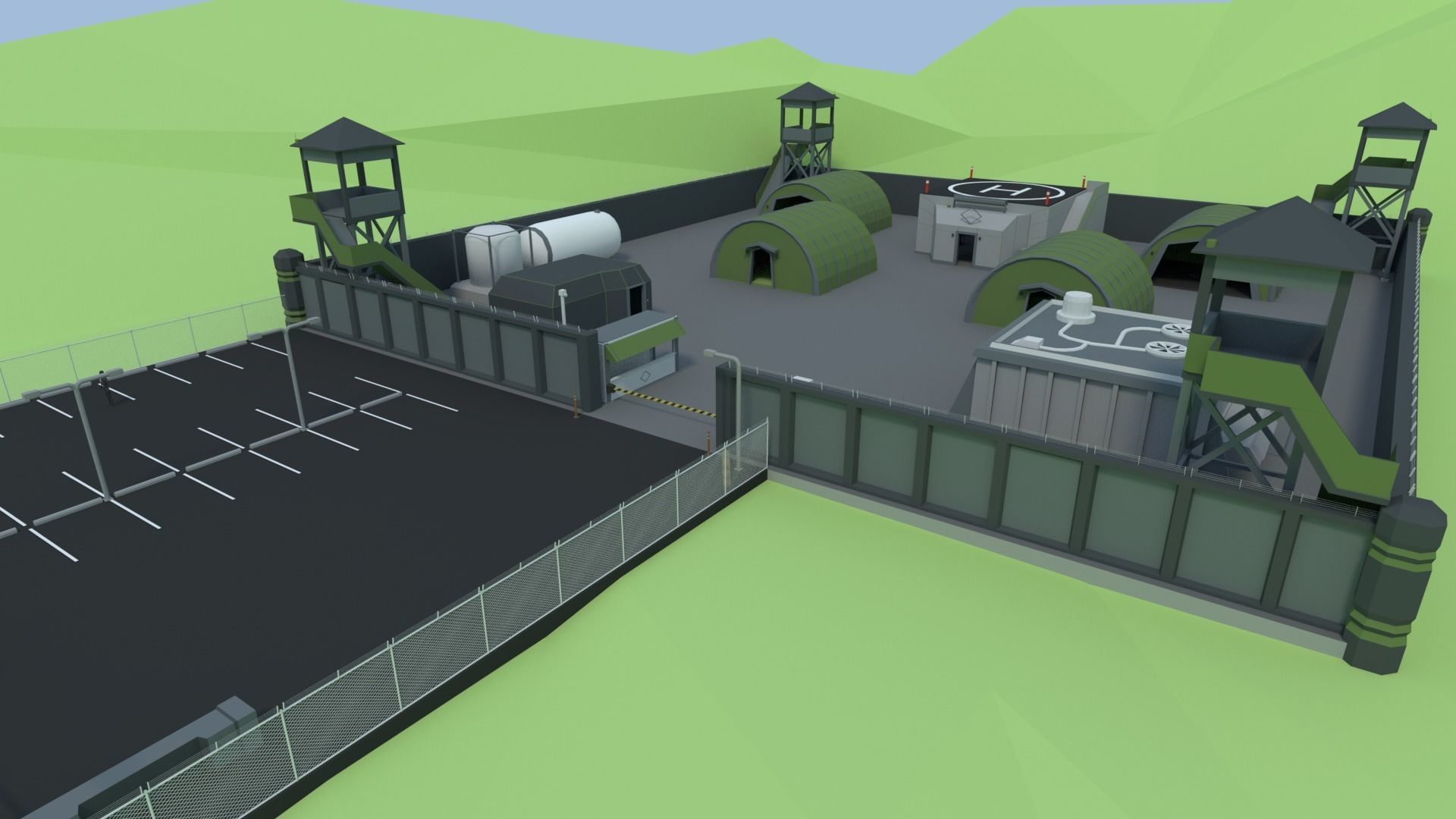 Military Base - Low Poly Style Low-poly 3D model_3