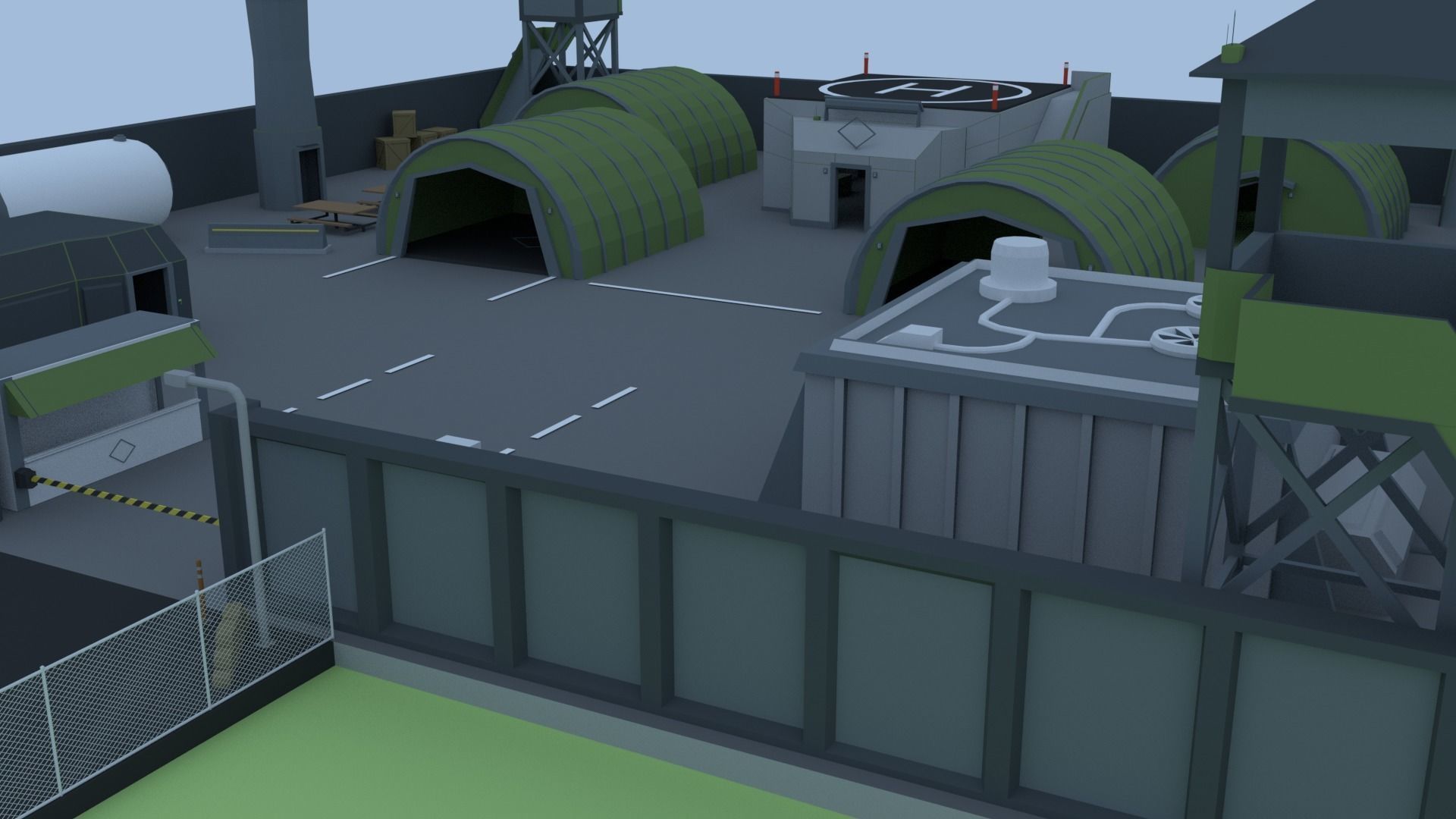 Military Base - Low Poly Style Low-poly 3D model_4
