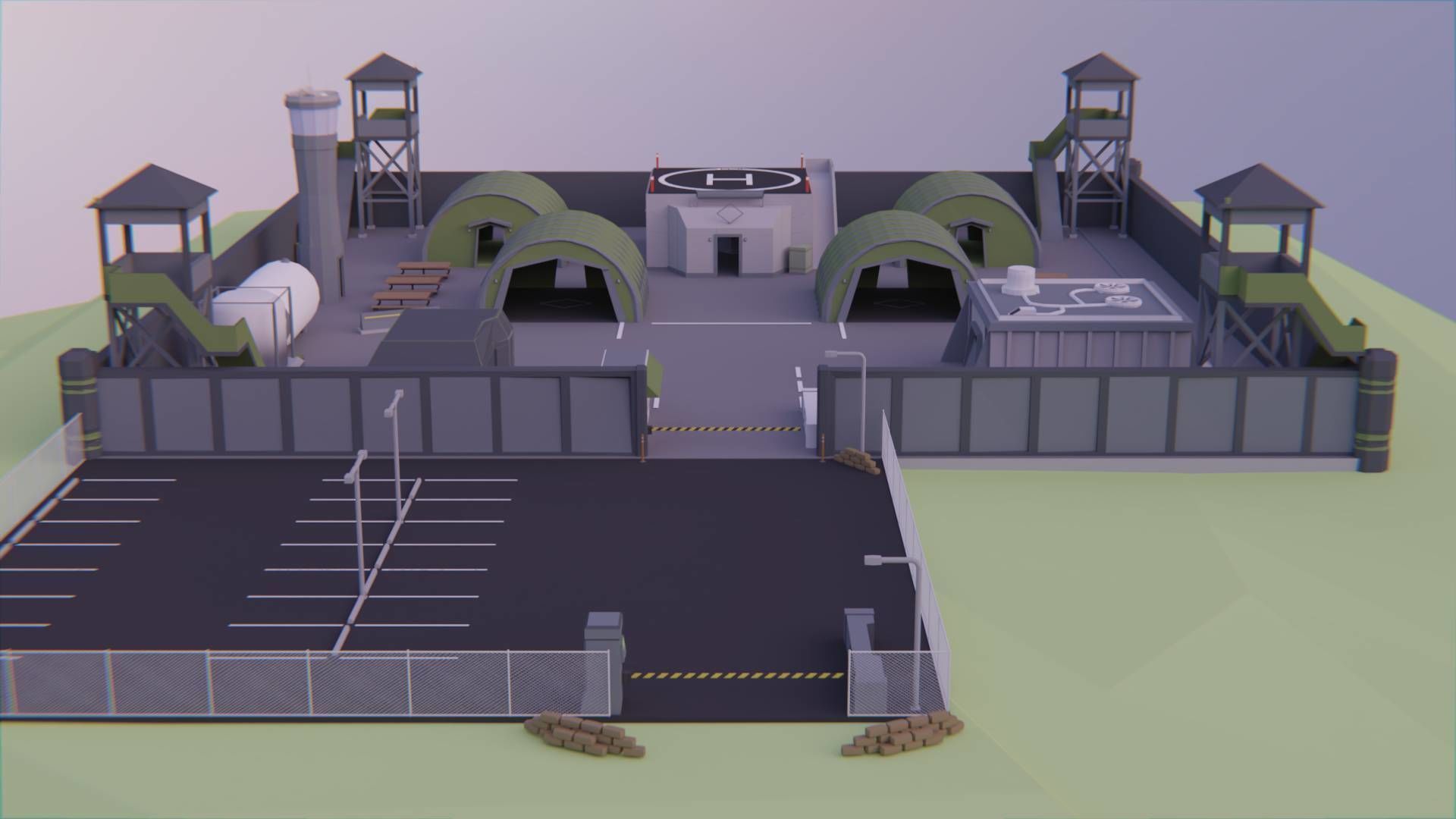 Military Base - Low Poly Style Low-poly 3D model_2