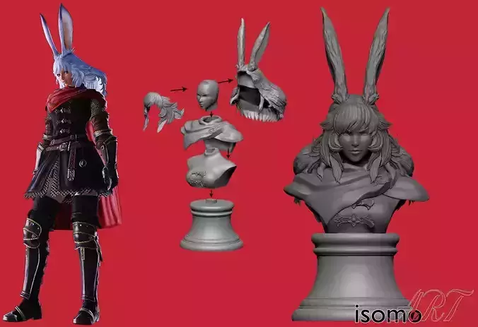 Lyna Portrait Bust Final Fantasy 14 FFXIV 3D print model