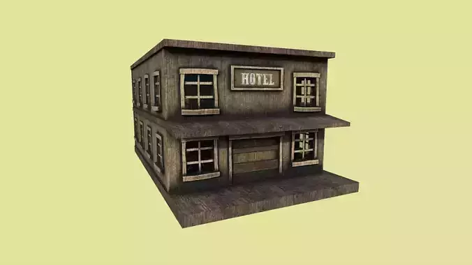 Western Hotel - Wild West - Building Backdrop Full Perm Low-poly 3D model