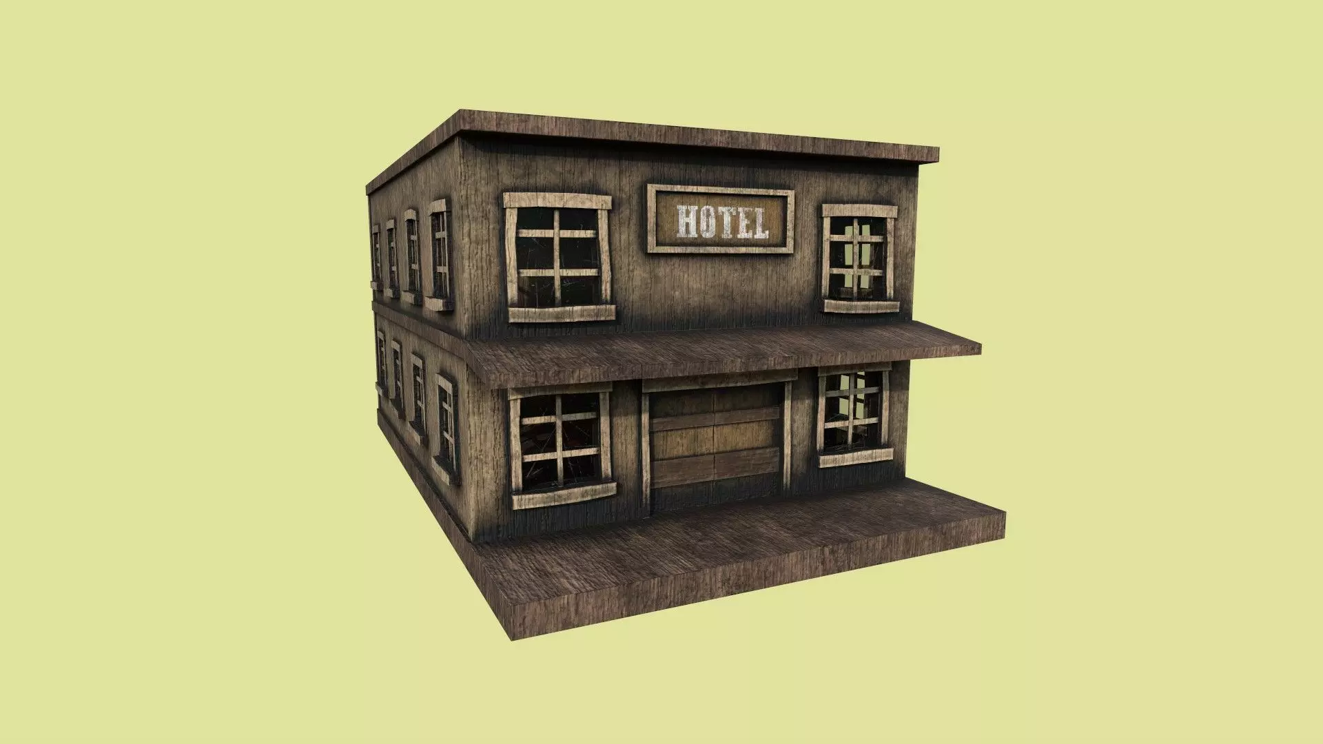 Western Hotel - Wild West - Building Backdrop Full Perm Low-poly 3D model_0