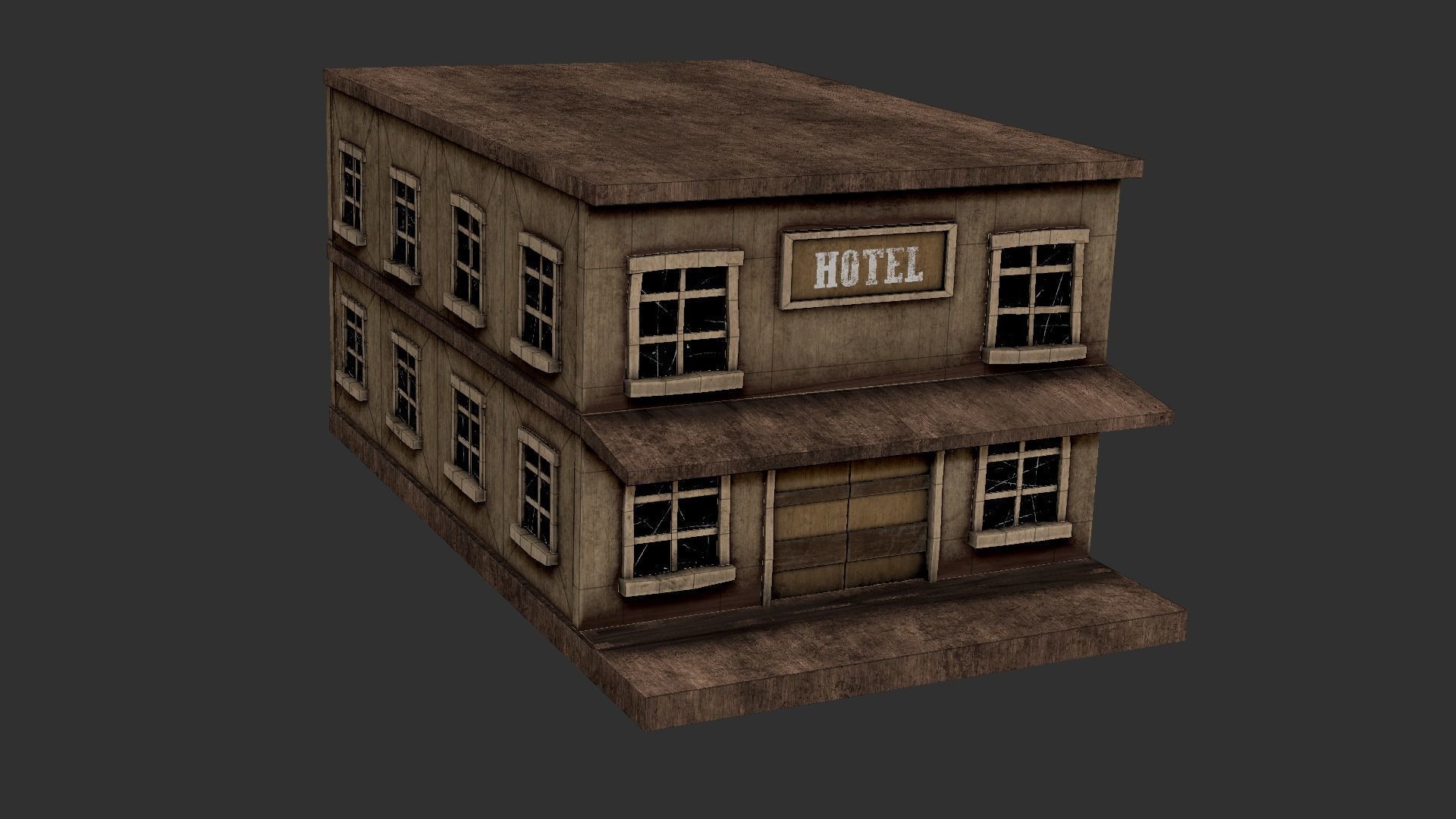 Western Hotel - Wild West - Building Backdrop Full Perm Low-poly 3D model_17