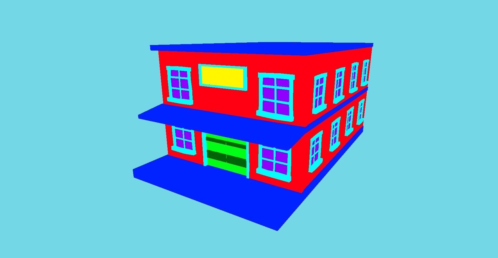 Western Hotel - Wild West - Building Backdrop Full Perm Low-poly 3D model_13