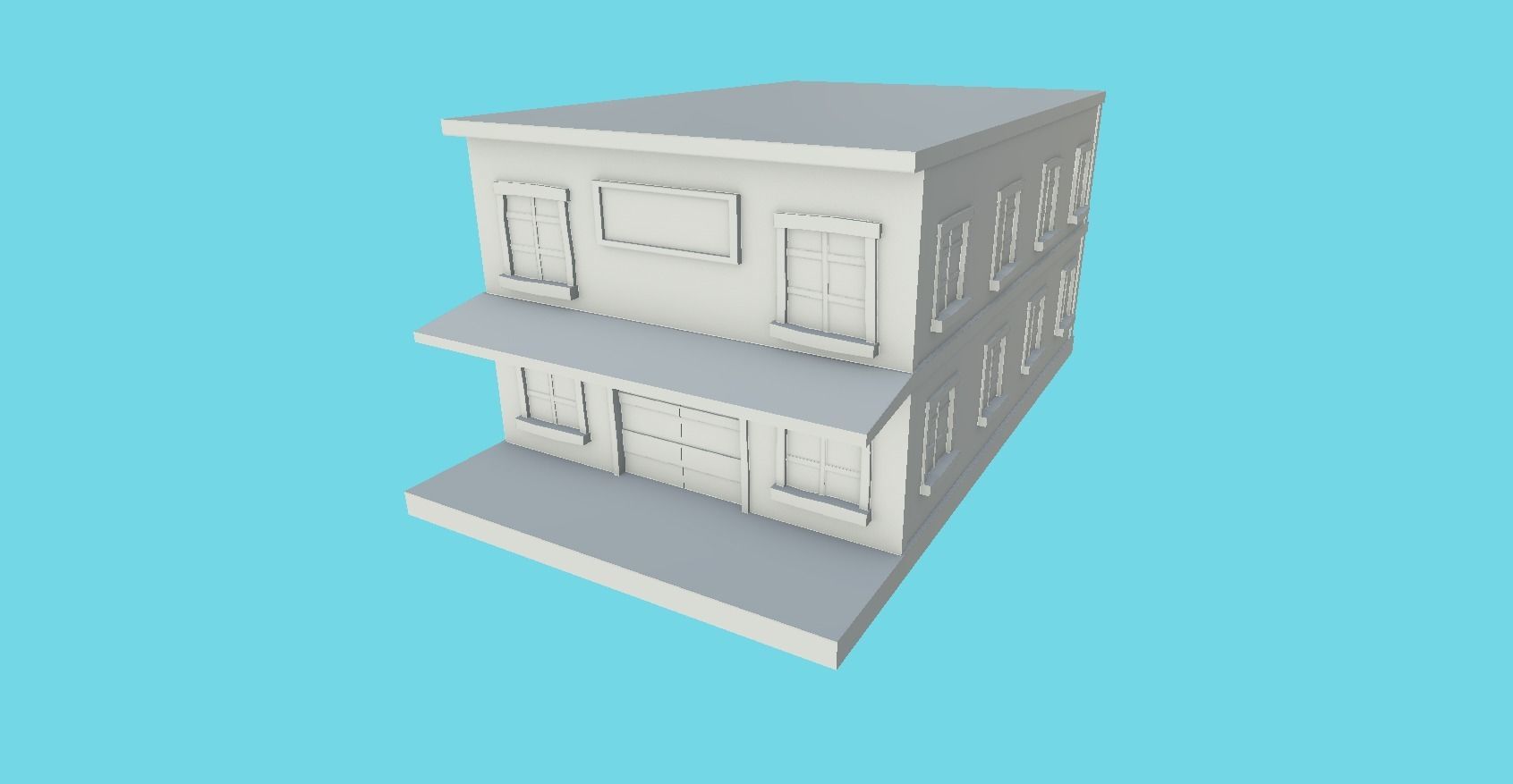 Western Hotel - Wild West - Building Backdrop Full Perm Low-poly 3D model_14