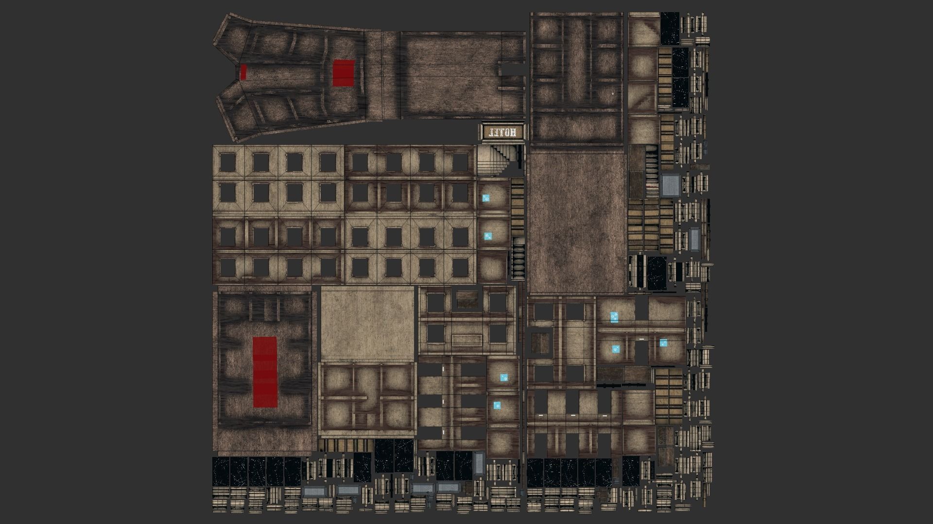 Western Hotel - Wild West - Building Backdrop Full Perm Low-poly 3D model_15