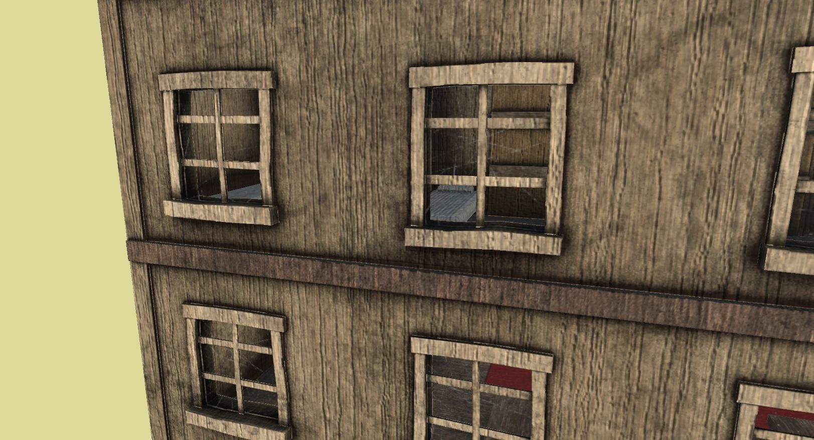 Western Hotel - Wild West - Building Backdrop Full Perm Low-poly 3D model_11