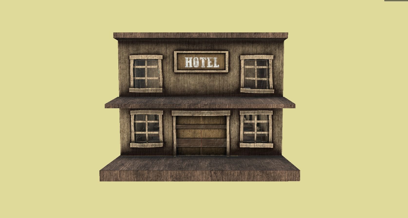 Western Hotel - Wild West - Building Backdrop Full Perm Low-poly 3D model_8