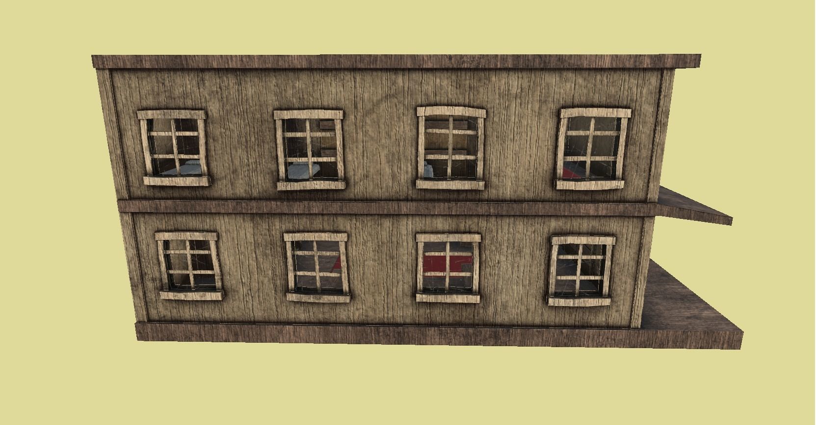 Western Hotel - Wild West - Building Backdrop Full Perm Low-poly 3D model_7