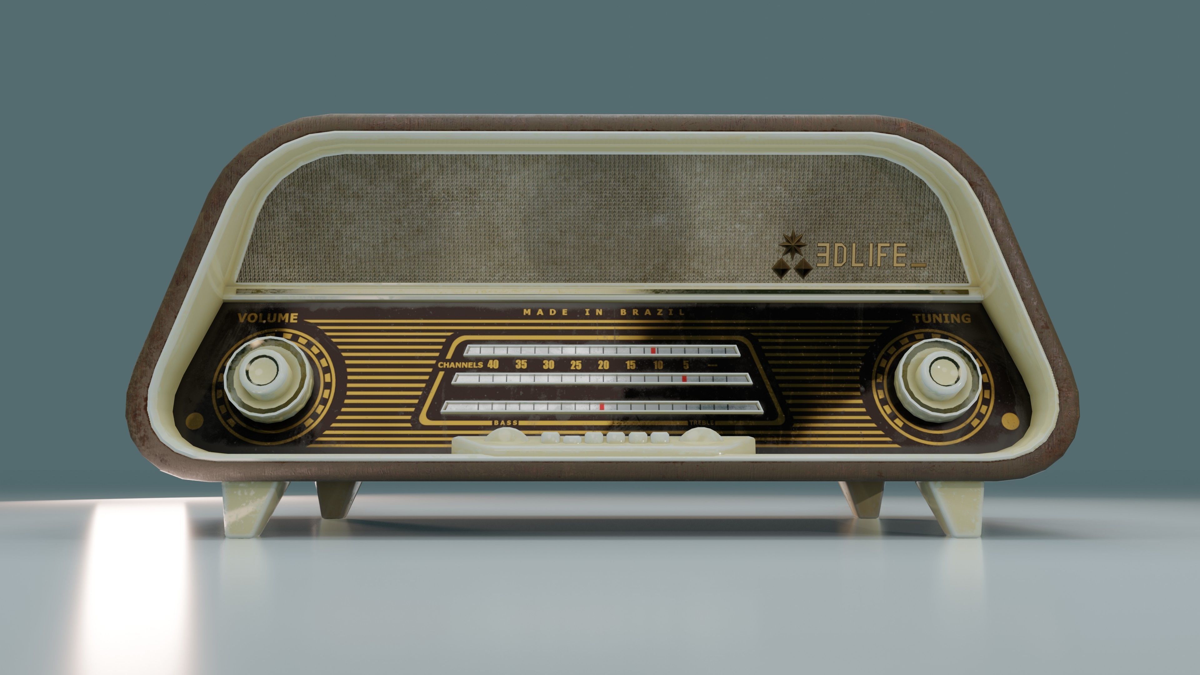 Old Radio Low-poly 3D model_21
