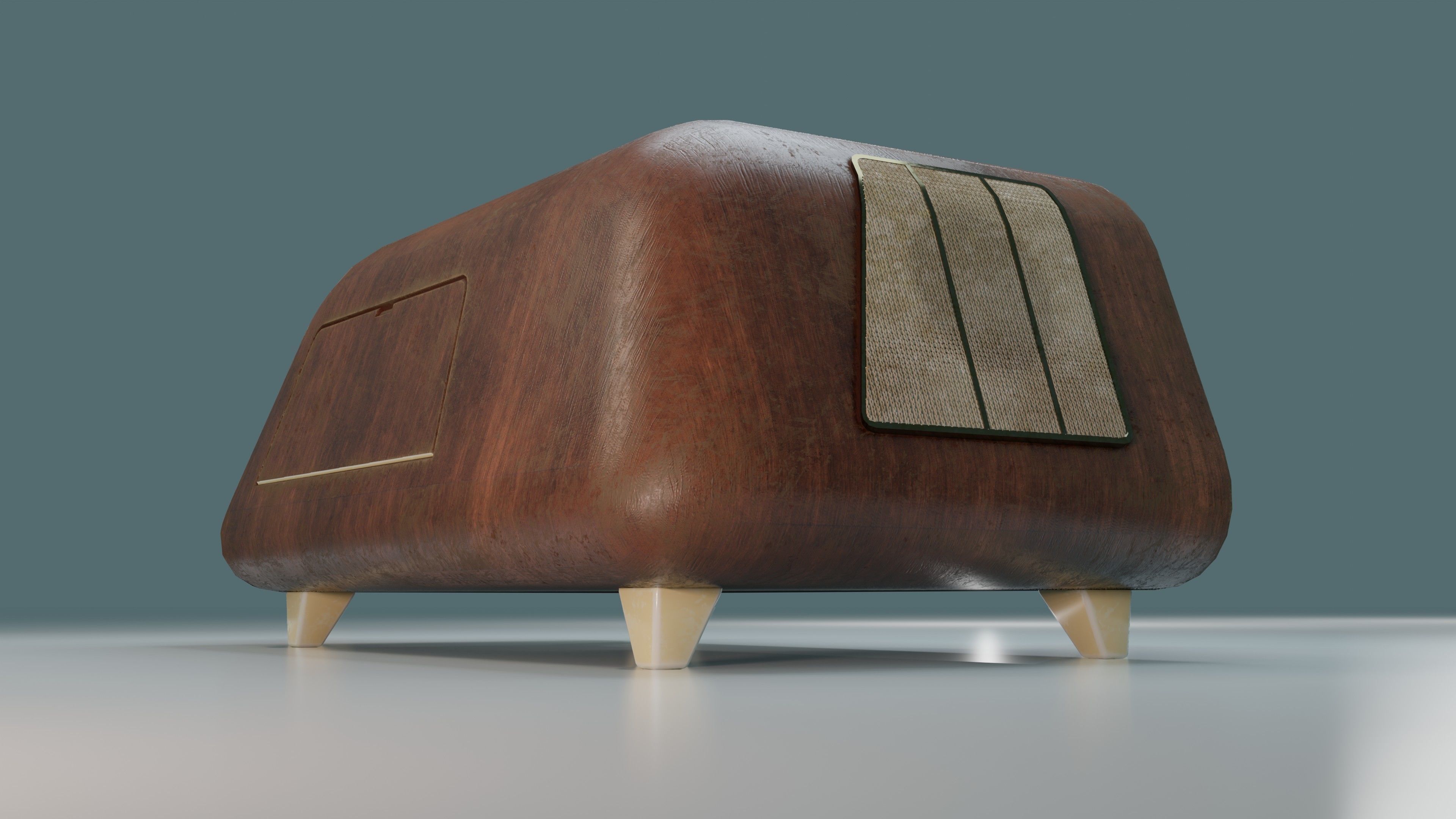 Old Radio Low-poly 3D model_11