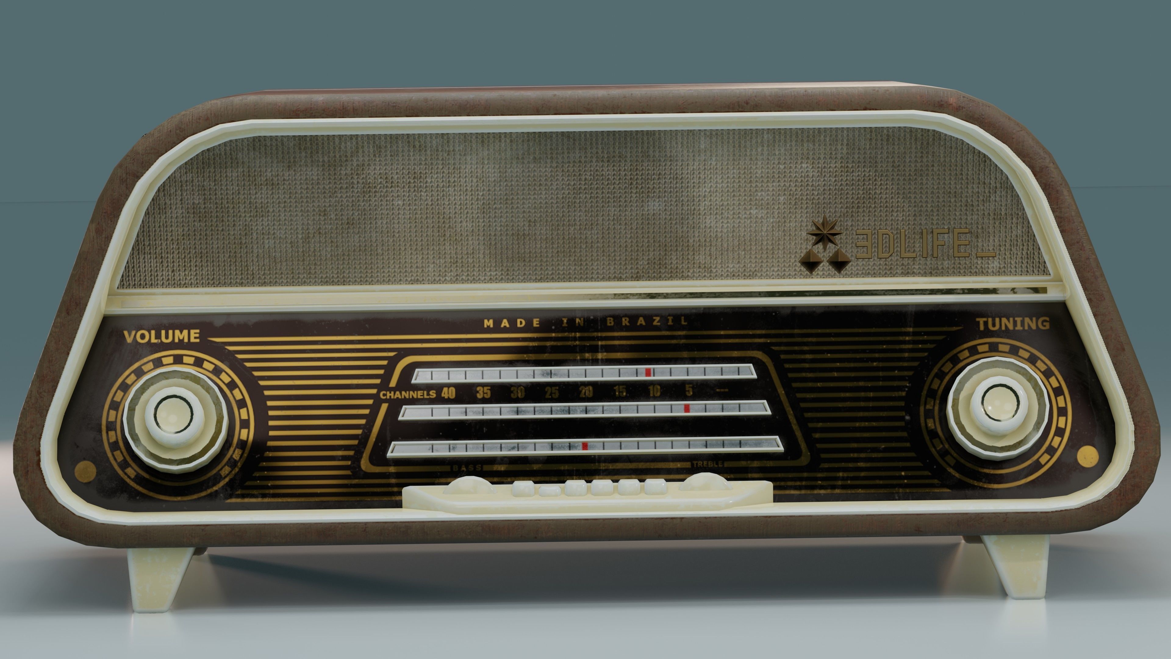 Old Radio Low-poly 3D model_5