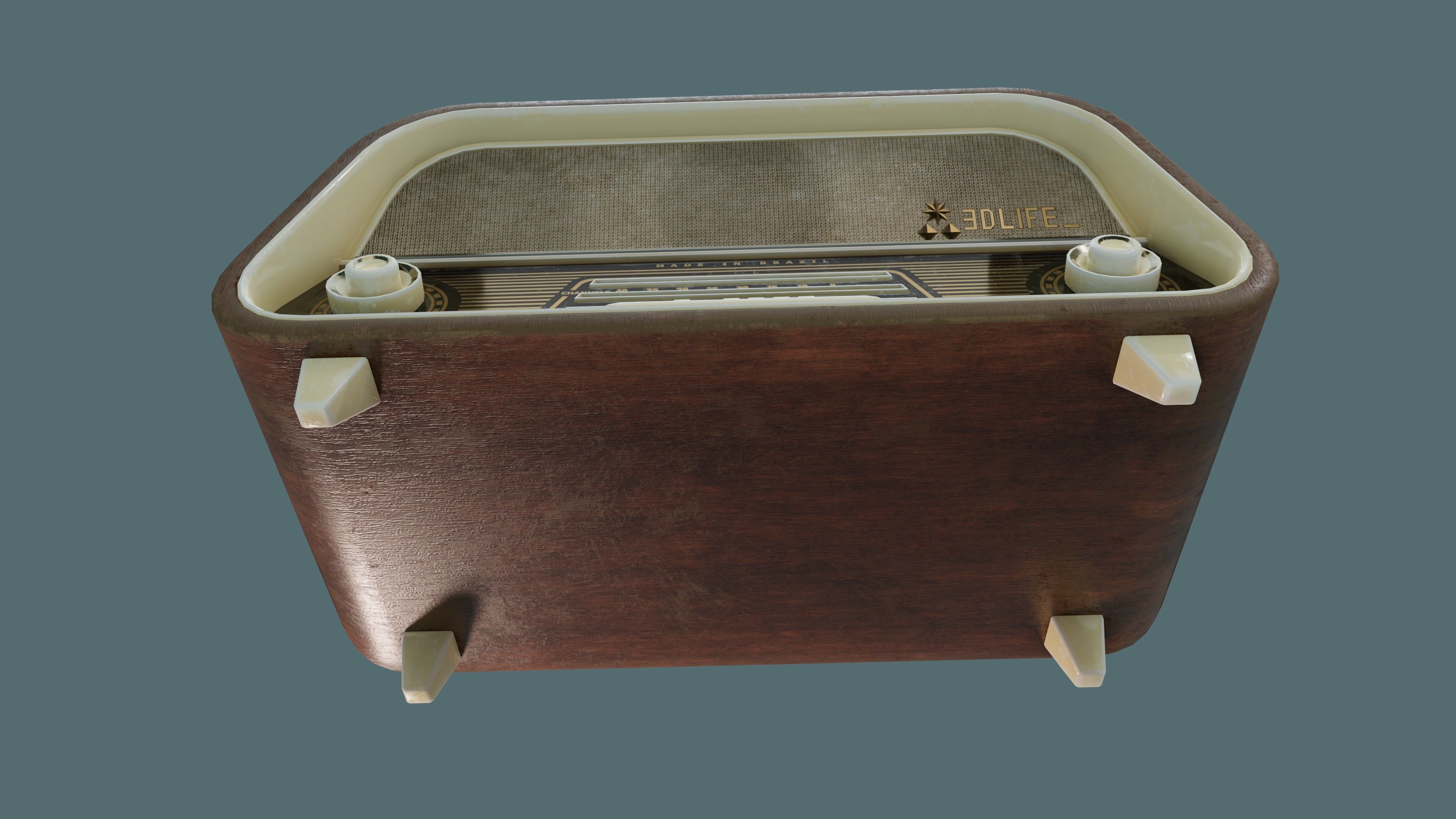 Old Radio Low-poly 3D model_8
