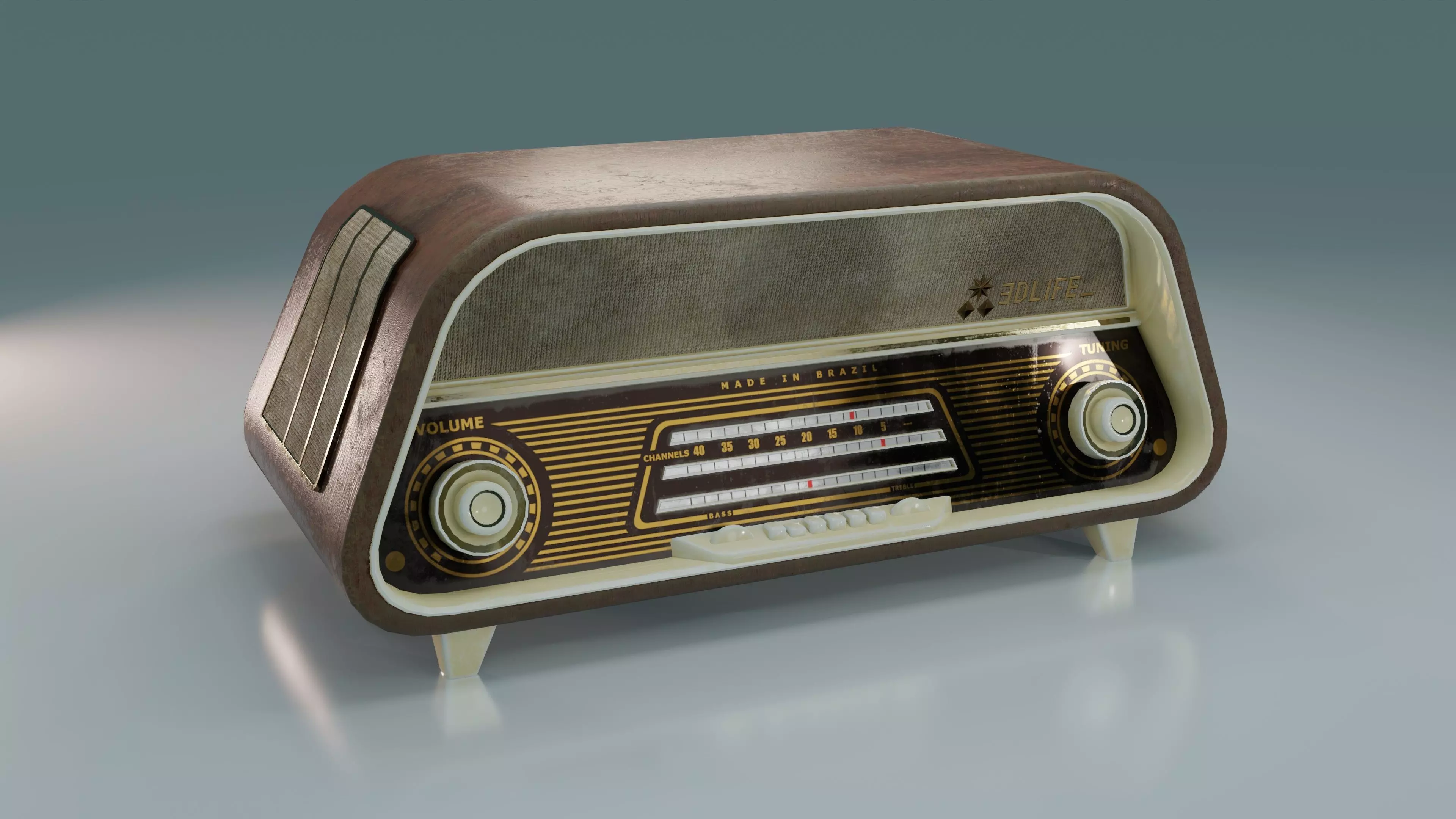 Old Radio Low-poly 3D model_0