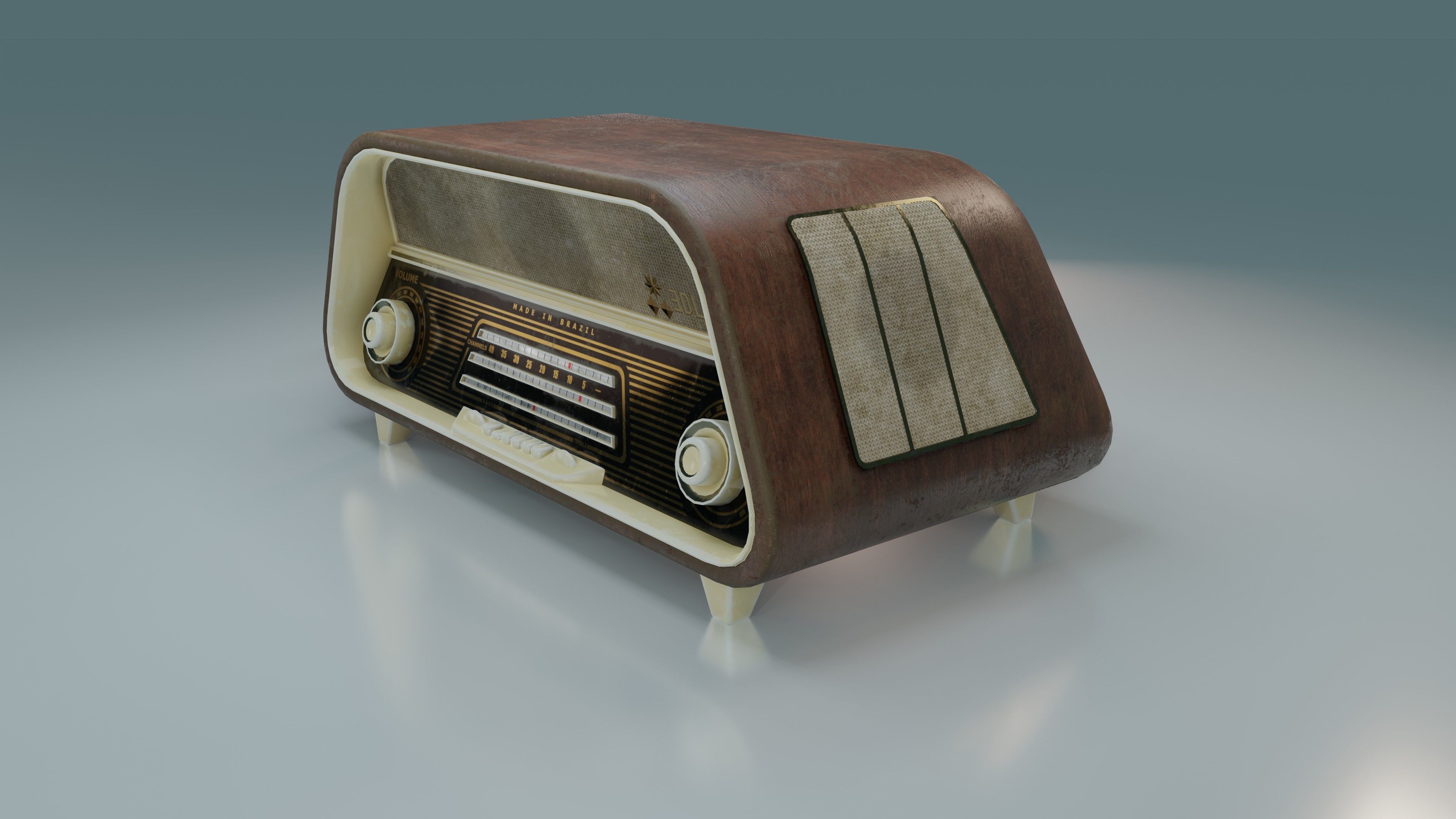 Old Radio Low-poly 3D model_15