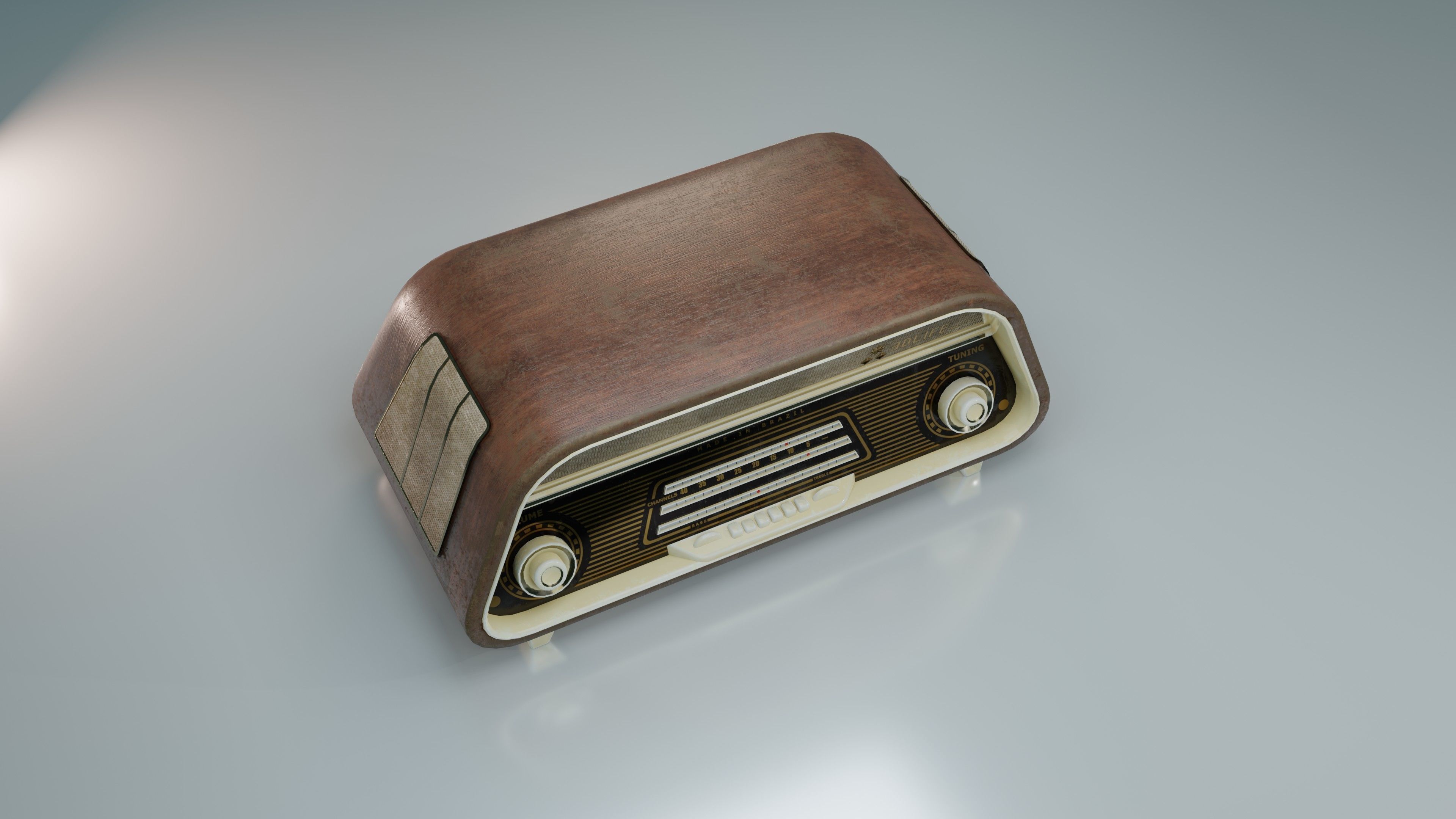 Old Radio Low-poly 3D model_19