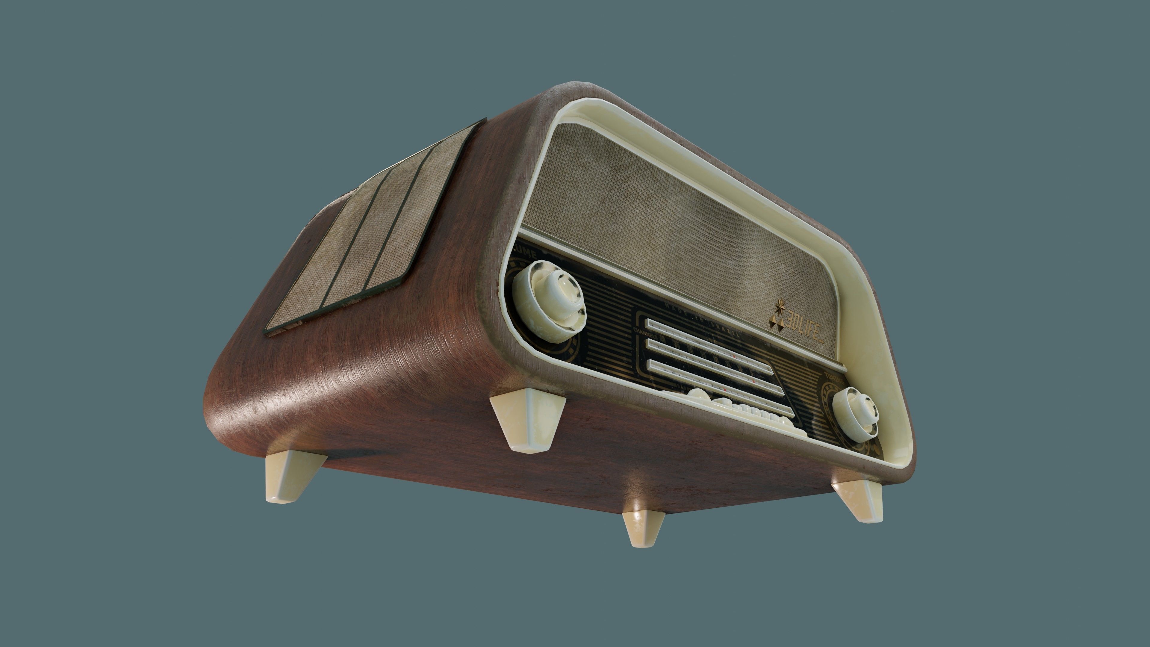 Old Radio Low-poly 3D model_4