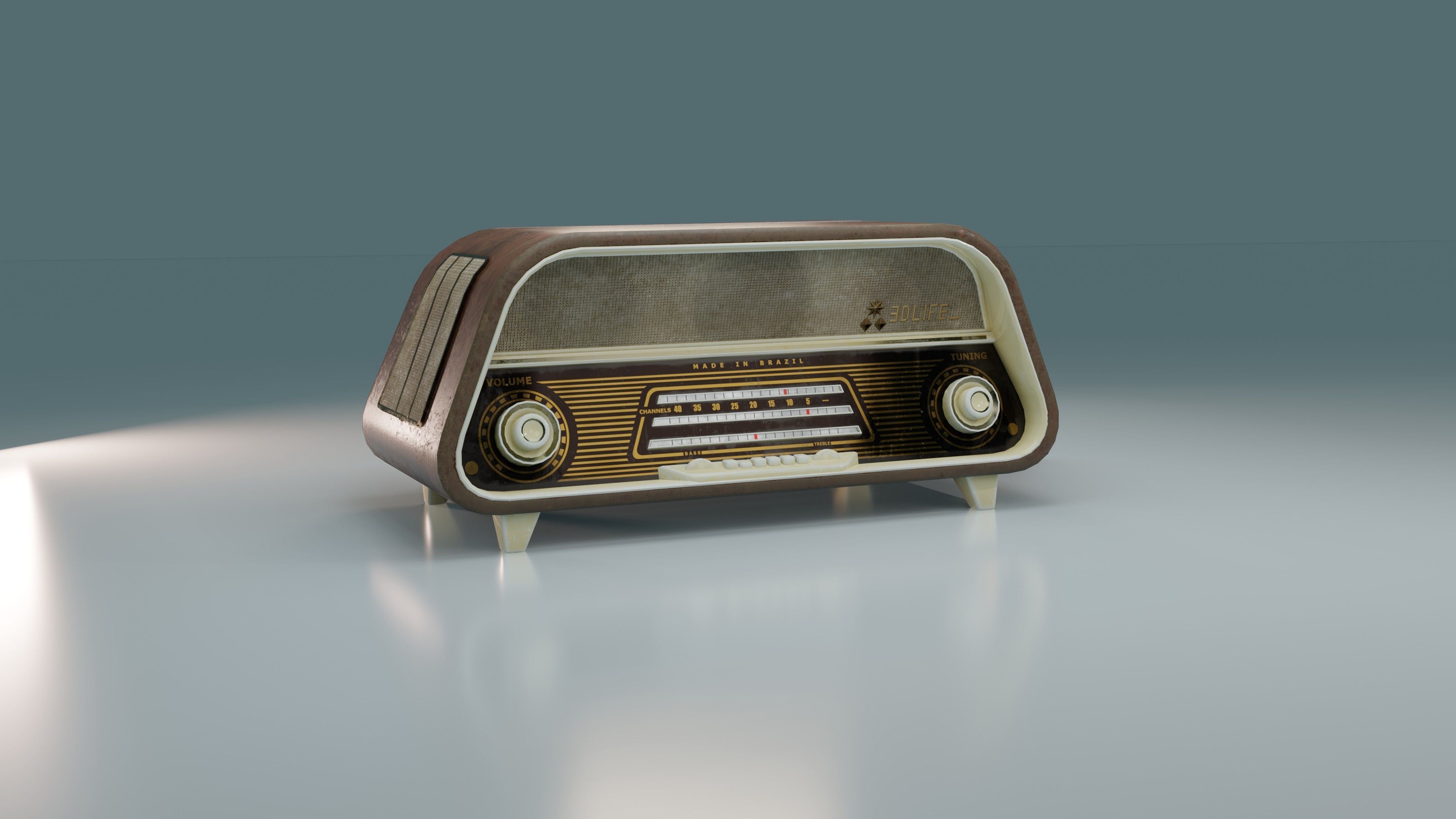 Old Radio Low-poly 3D model_6