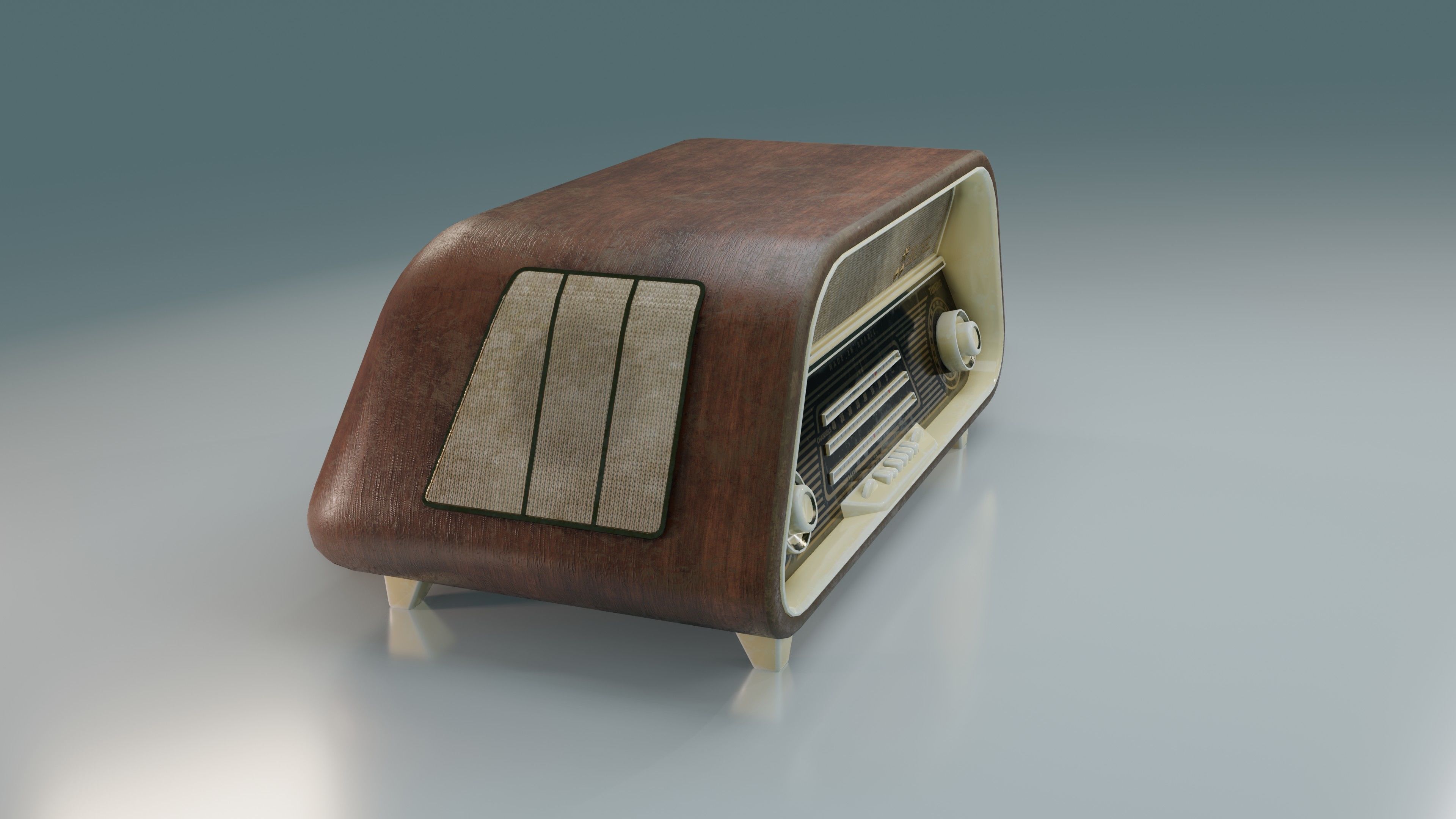 Old Radio Low-poly 3D model_17