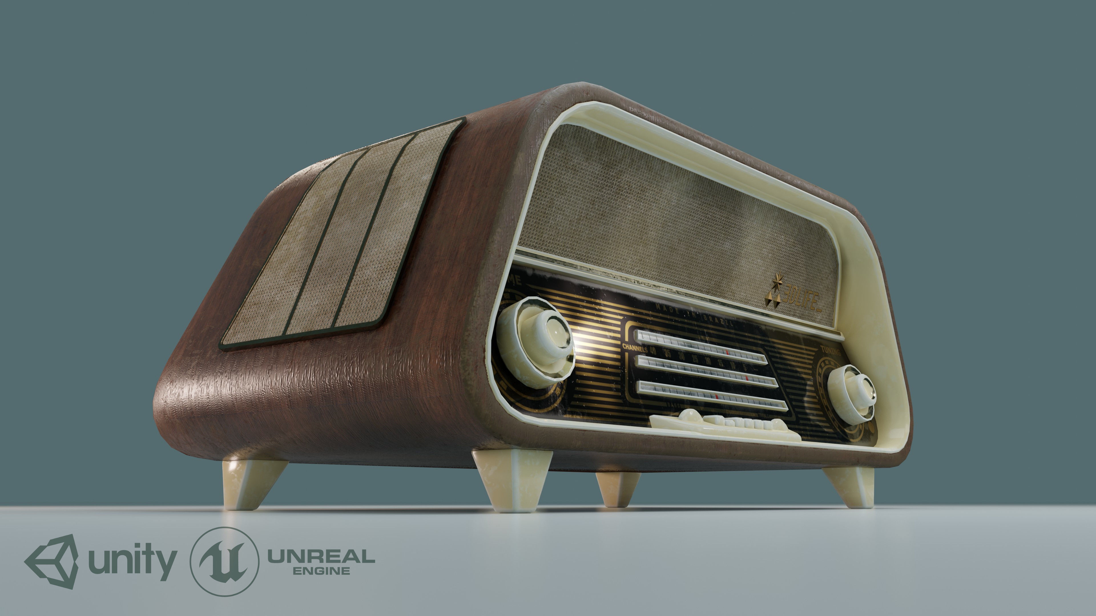 Old Radio Low-poly 3D model_1