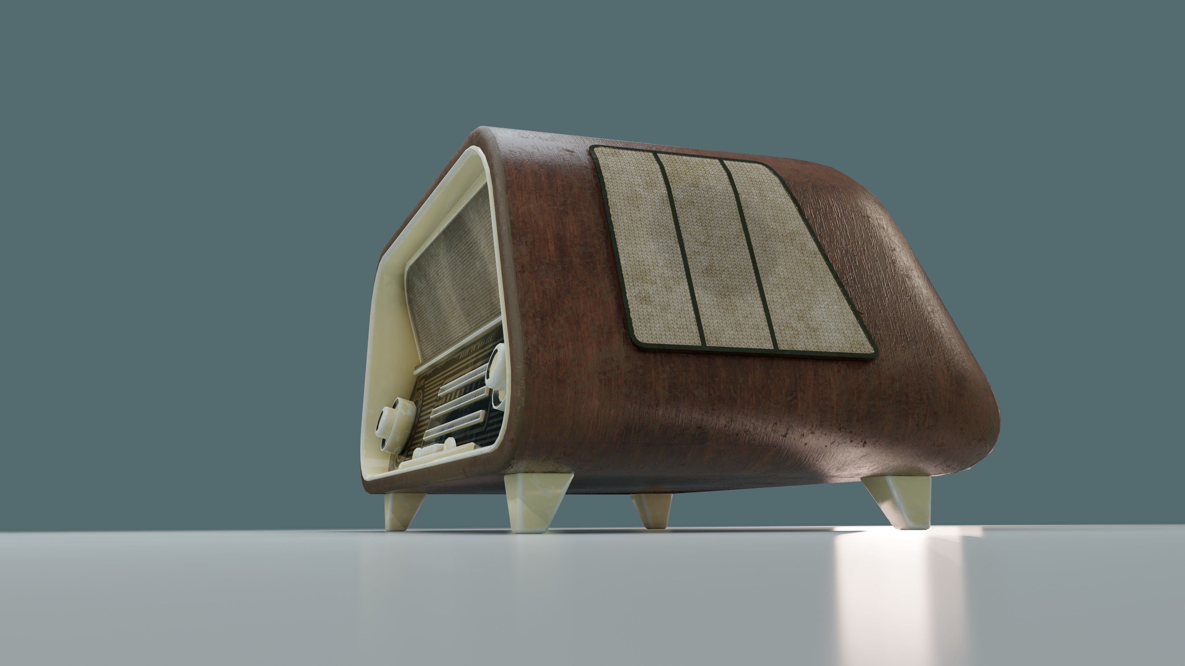 Old Radio Low-poly 3D model_3