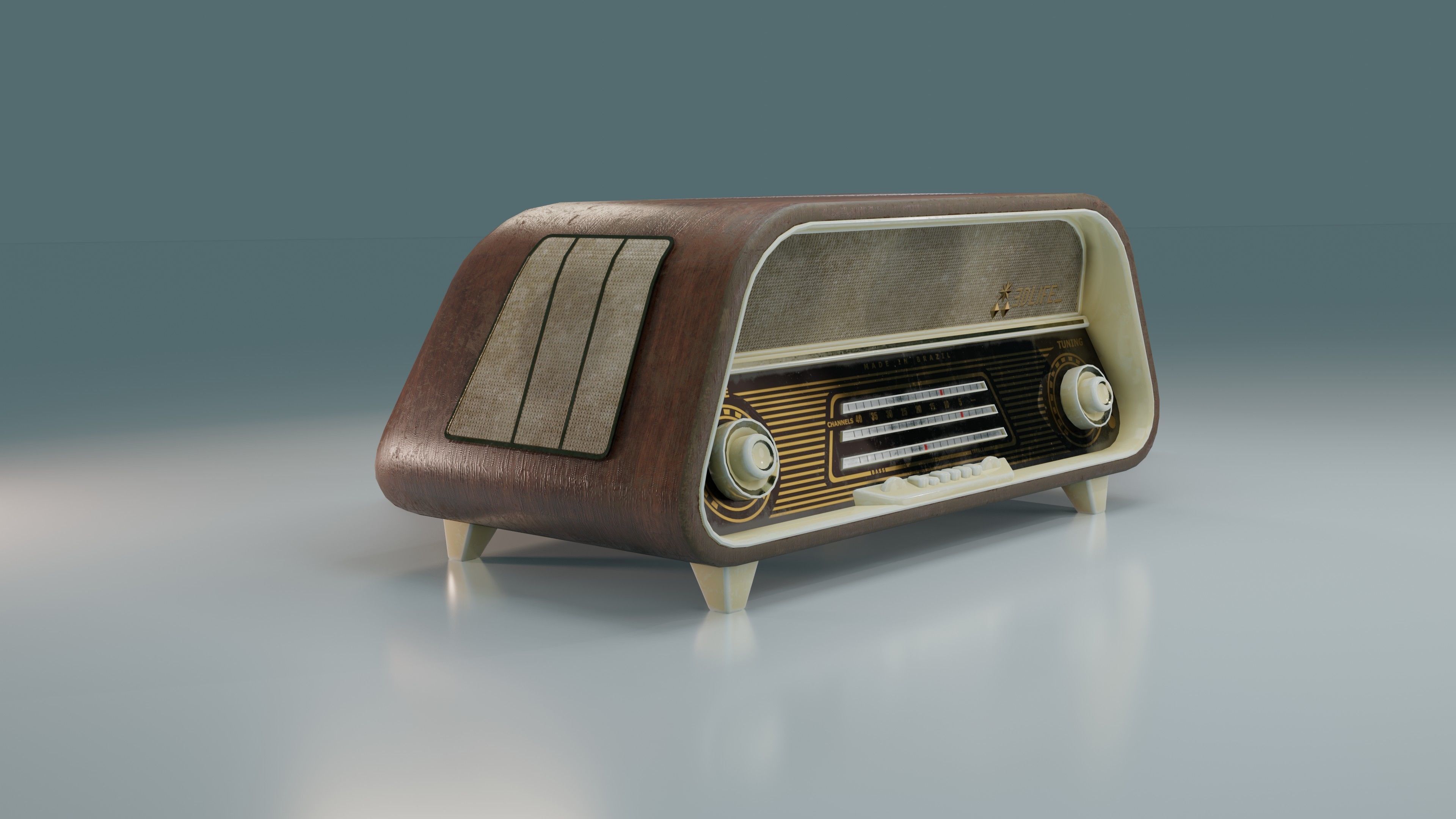 Old Radio Low-poly 3D model_2